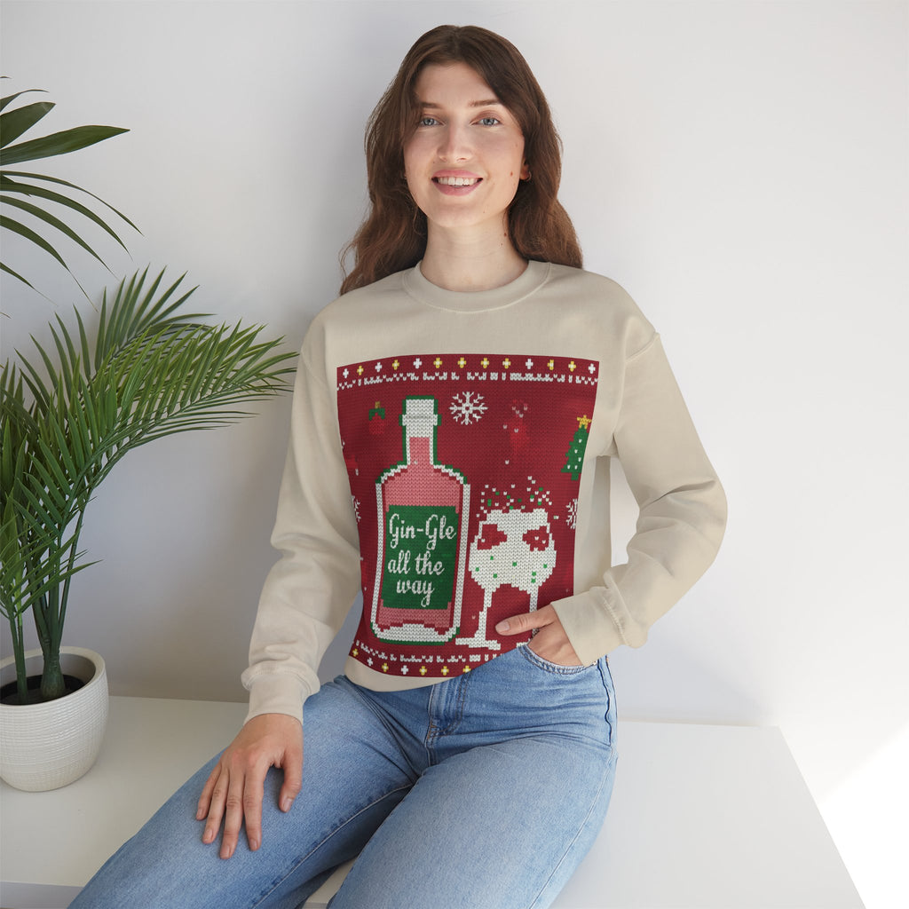 Ugly Xmas Jumper Sweatshirt — "Gin-Gle All the Way" Christmas Crewneck
