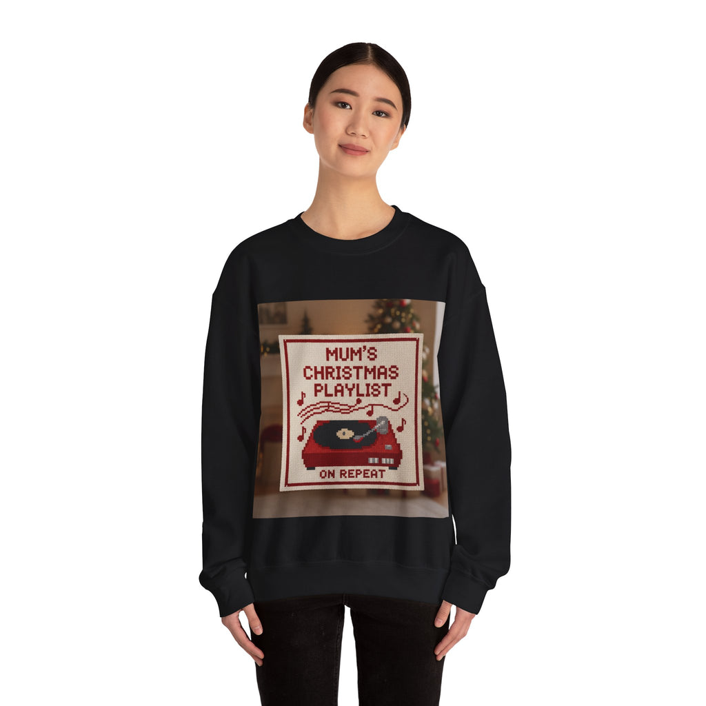 Christmas Playlist Sweatshirt — "Mum's Christmas Playlist On Repeat" Crewneck