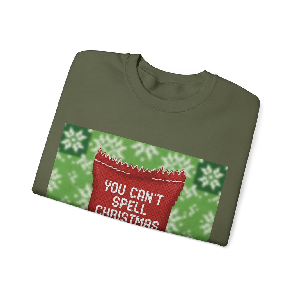Ugly Xmas Jumper Sweatshirt — "You Can't Spell Christmas without Crisps" Christmas Crewneck