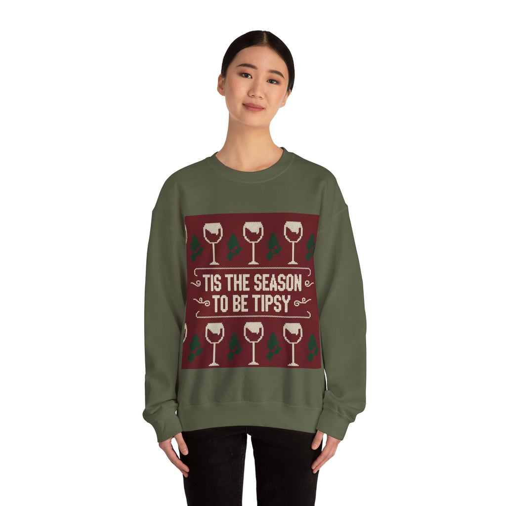 Ugly Xmas Jumper Sweatshirt — "Tis the Season to be Tipsy" Christmas Crewneck