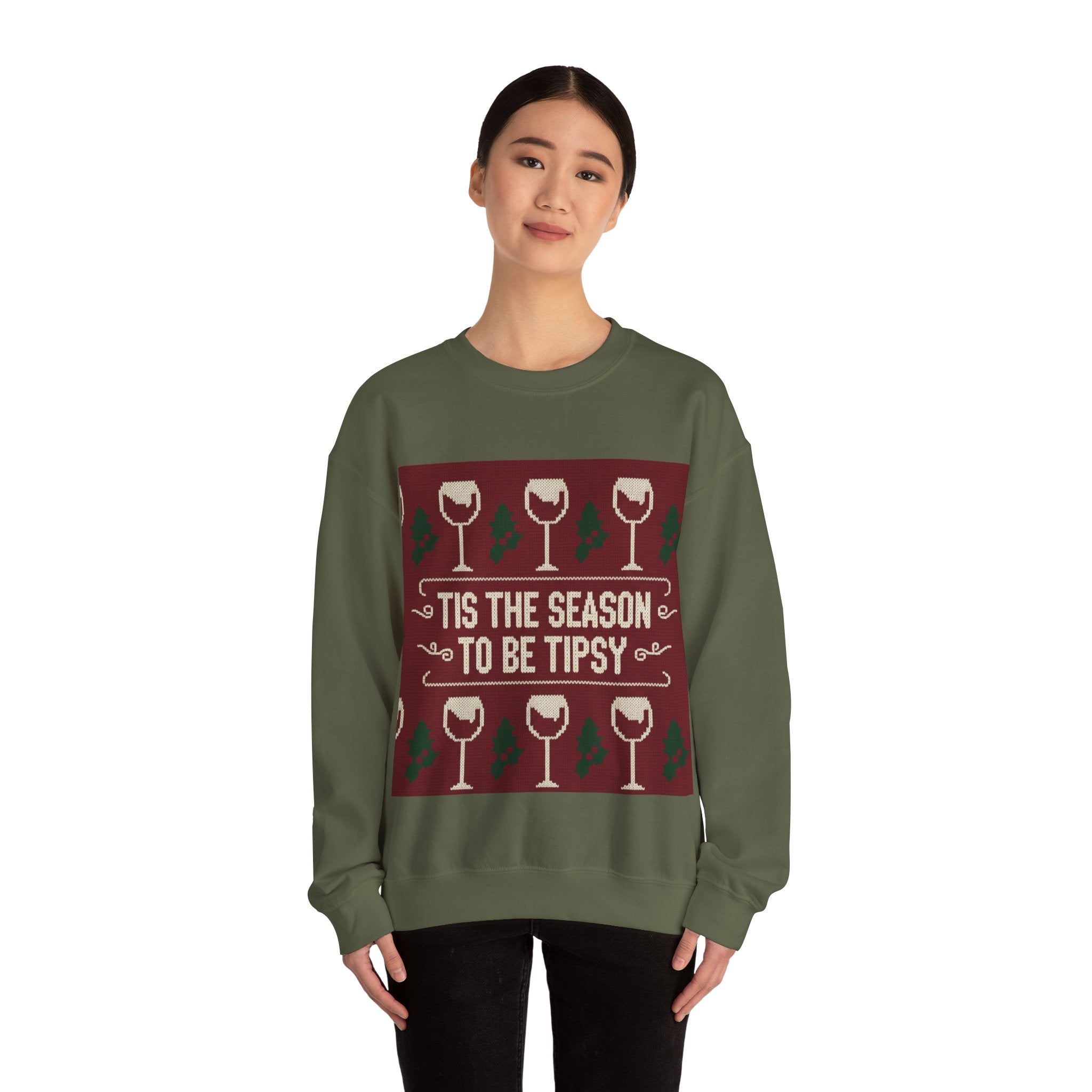 Ugly Xmas Jumper Sweatshirt — "Tis the Season to be Tipsy" Christmas Crewneck