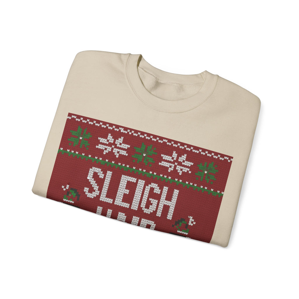 Ugly Xmas Jumper Sweatshirt — "Sleigh Hair Don't Care" Christmas Crewneck