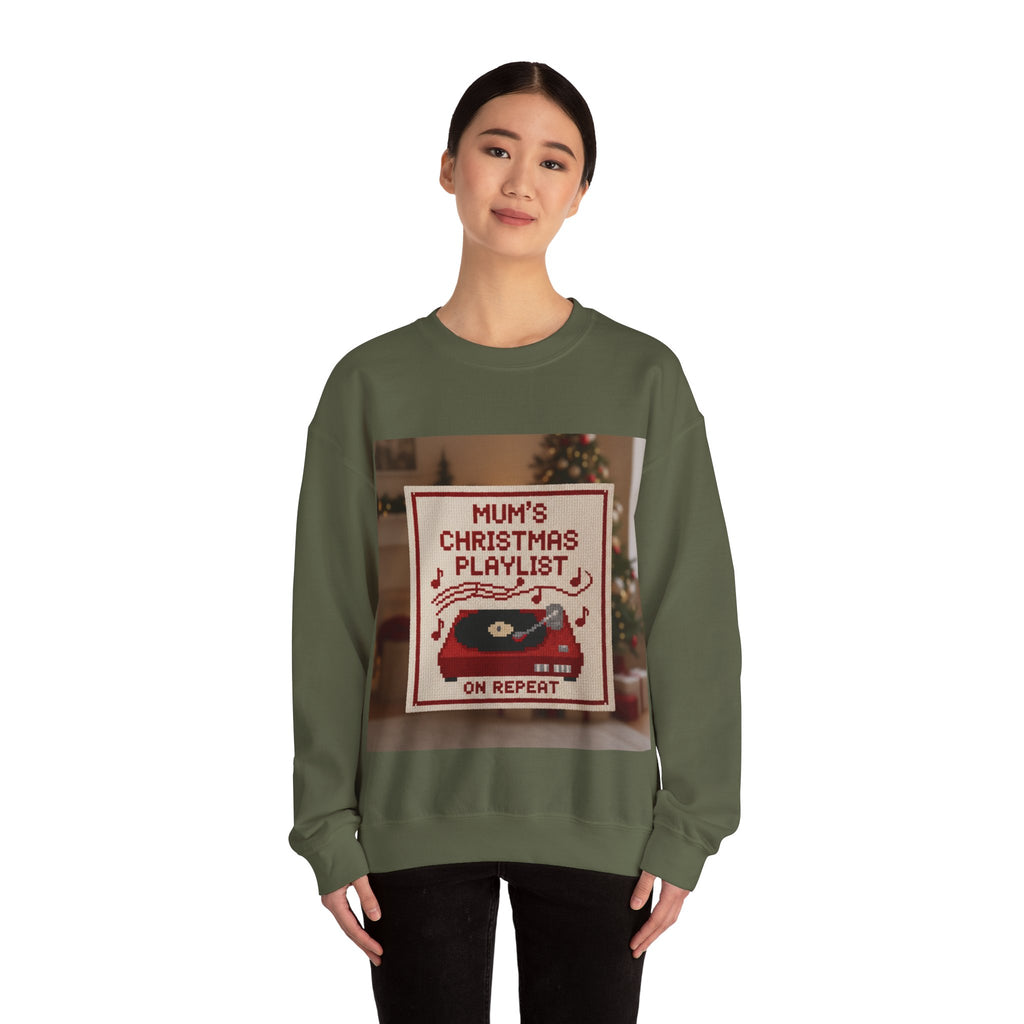 Christmas Playlist Sweatshirt — "Mum's Christmas Playlist On Repeat" Crewneck