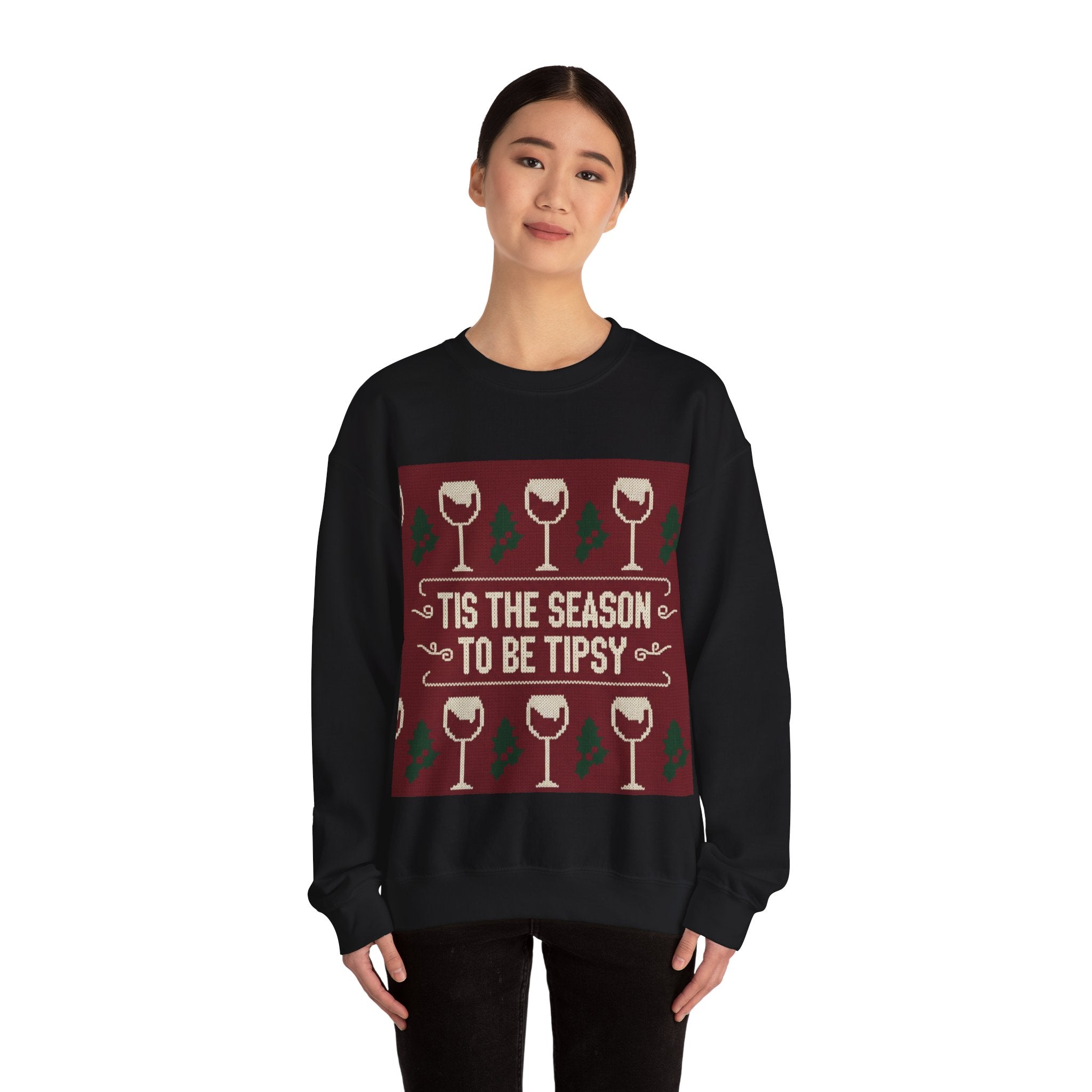 Ugly Xmas Jumper Sweatshirt — "Tis the Season to be Tipsy" Christmas Crewneck
