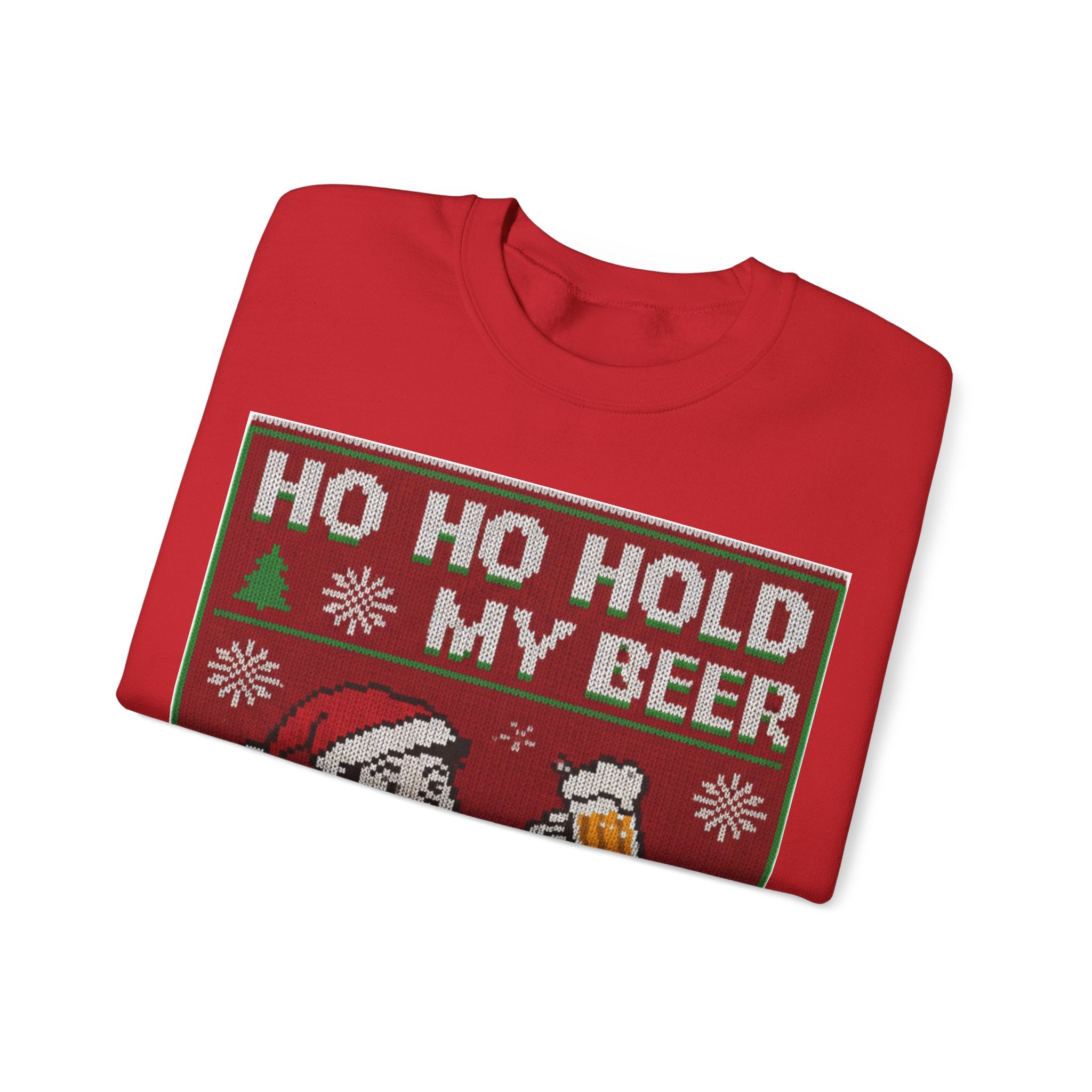 Ugly Xmas Jumper Sweatshirt — "HO HO HOLD MY BEER" Christmas Crewneck