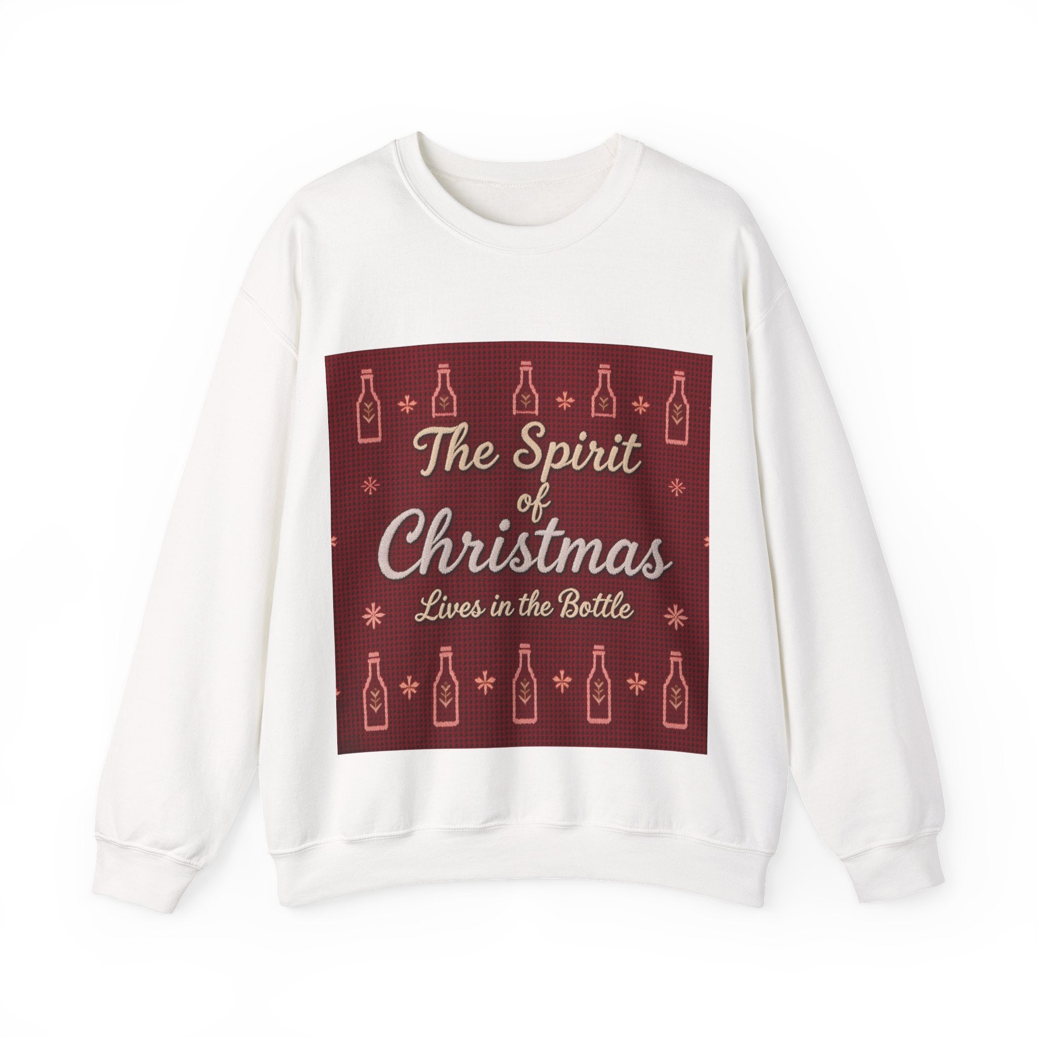 Ugly Xmas Jumper Sweatshirt — "The Spirit of Christmas lives in the bottle" Christmas Crewneck