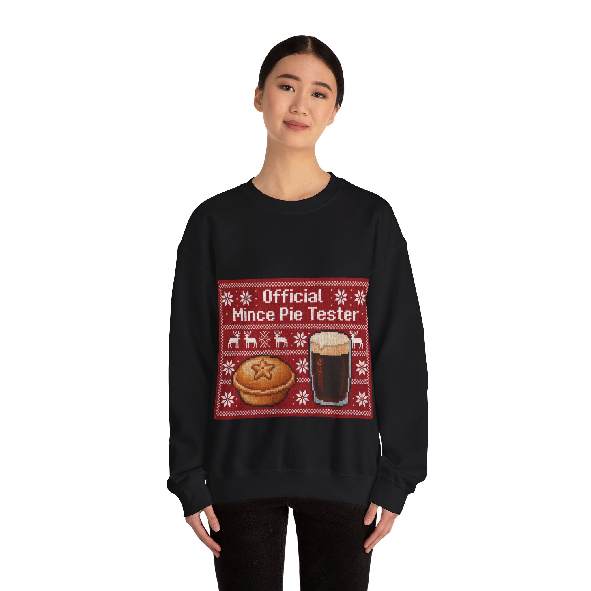 Ugly Xmas Jumper Sweatshirt — "Official Mince Pie Tester" Christmas Crewneck