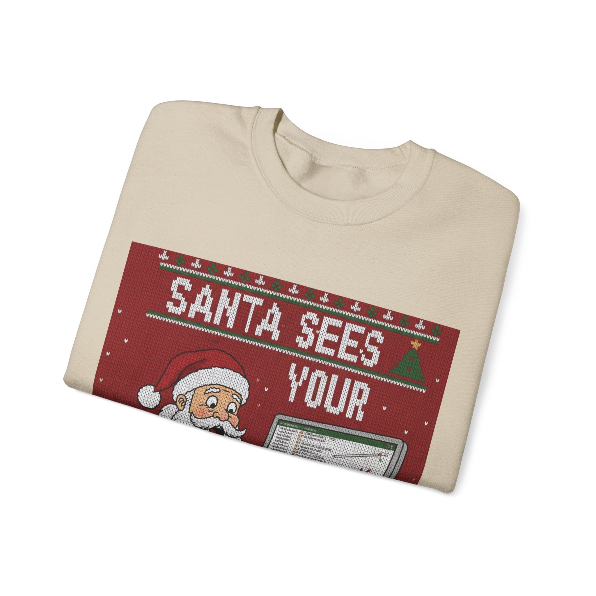 Ugly Xmas Jumper Sweatshirt — "Santa sees your search history" Christmas Crewneck