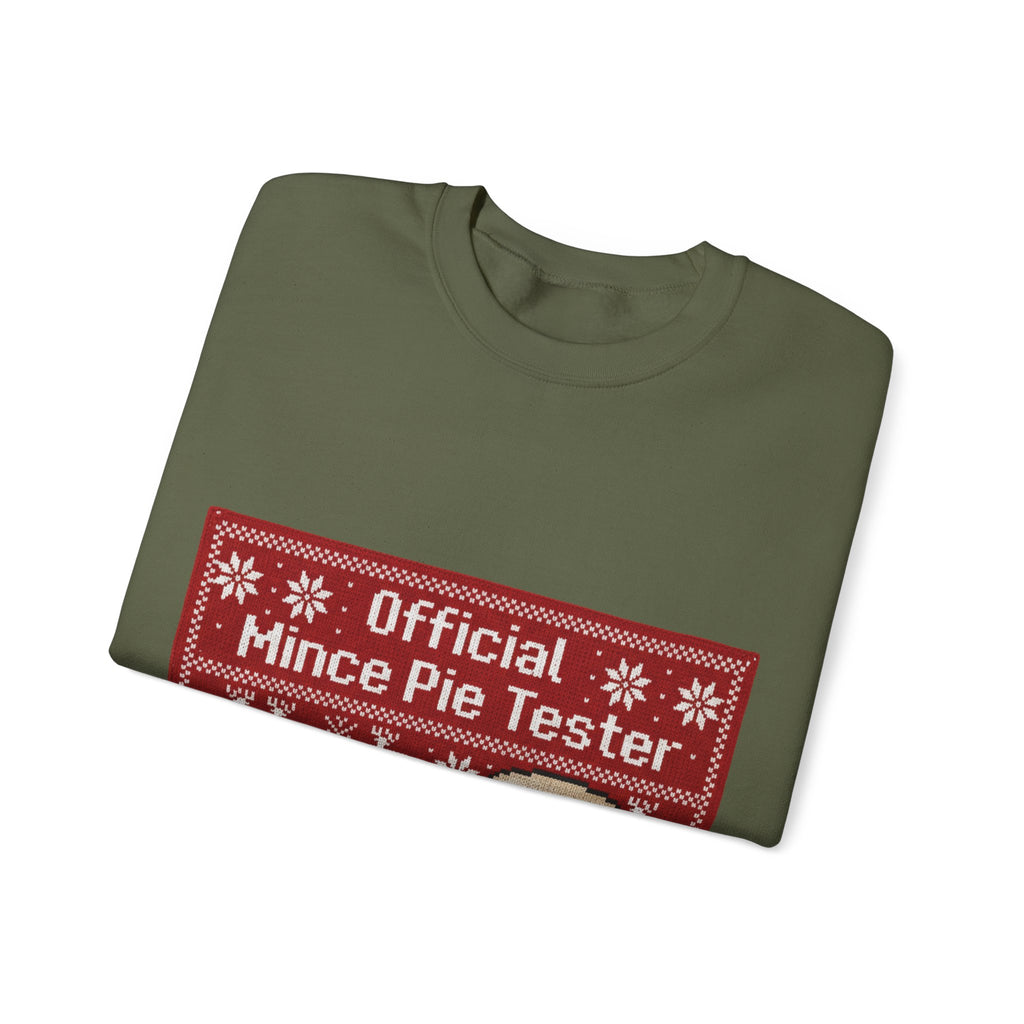 Ugly Xmas Jumper Sweatshirt — "Official Mince Pie Tester" Christmas Crewneck