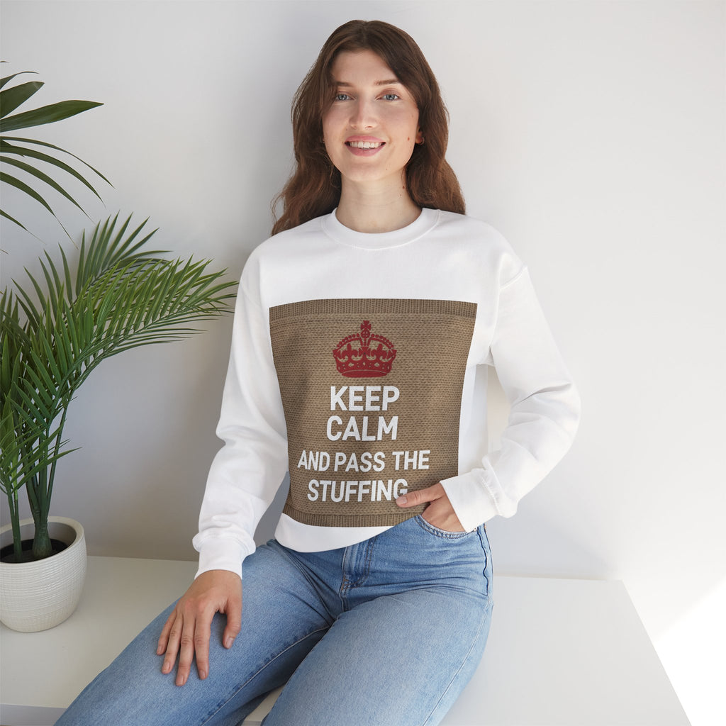 Ugly Xmas Jumper Sweatshirt — "KEEP CALM AND PASS THE STUFFING" Christmas Crewneck