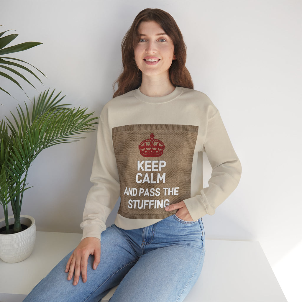 Ugly Xmas Jumper Sweatshirt — "KEEP CALM AND PASS THE STUFFING" Christmas Crewneck