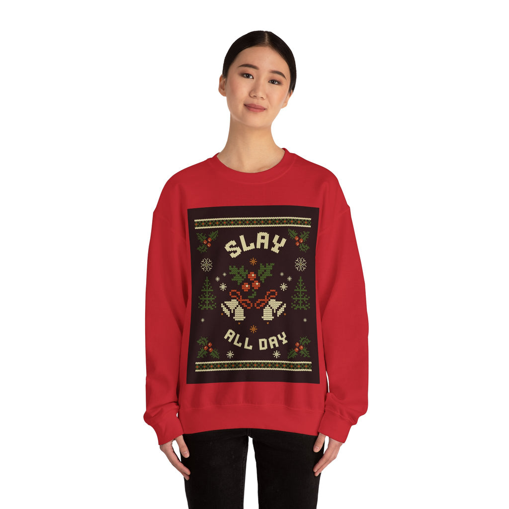 Ugly Xmas Jumper Sweatshirt — "Slay All Day" Christmas Crewneck