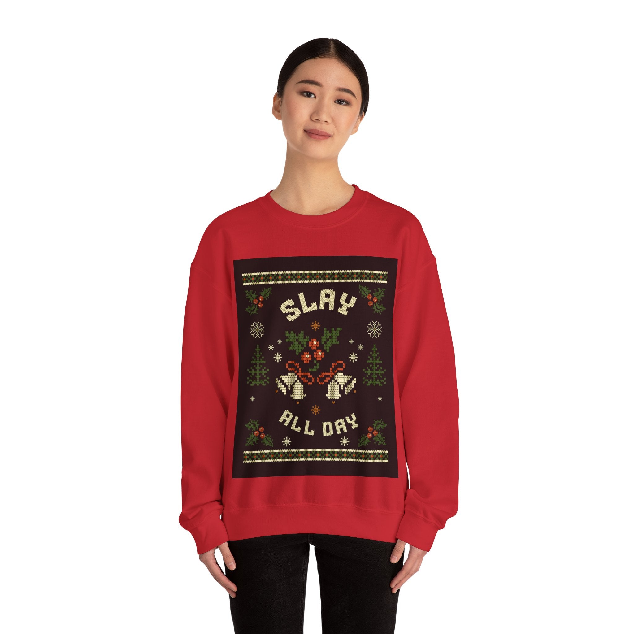 Ugly Xmas Jumper Sweatshirt — "Slay All Day" Christmas Crewneck