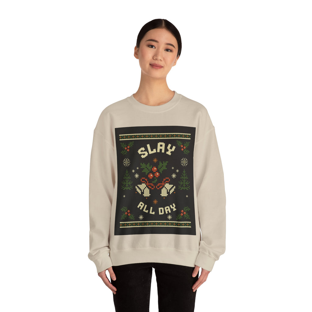 Ugly Xmas Jumper Sweatshirt — "Slay All Day" Christmas Crewneck