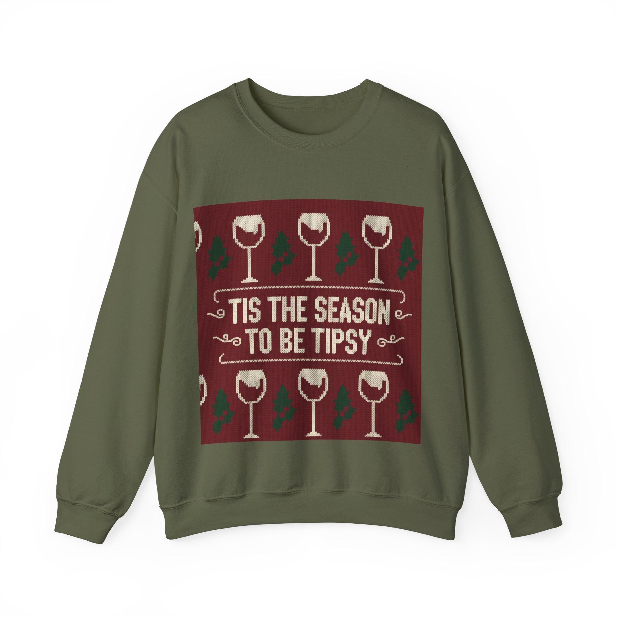 Ugly Xmas Jumper Sweatshirt — "Tis the Season to be Tipsy" Christmas Crewneck