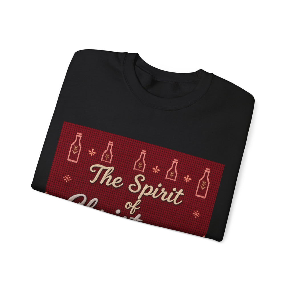 Ugly Xmas Jumper Sweatshirt — "The Spirit of Christmas lives in the bottle" Christmas Crewneck