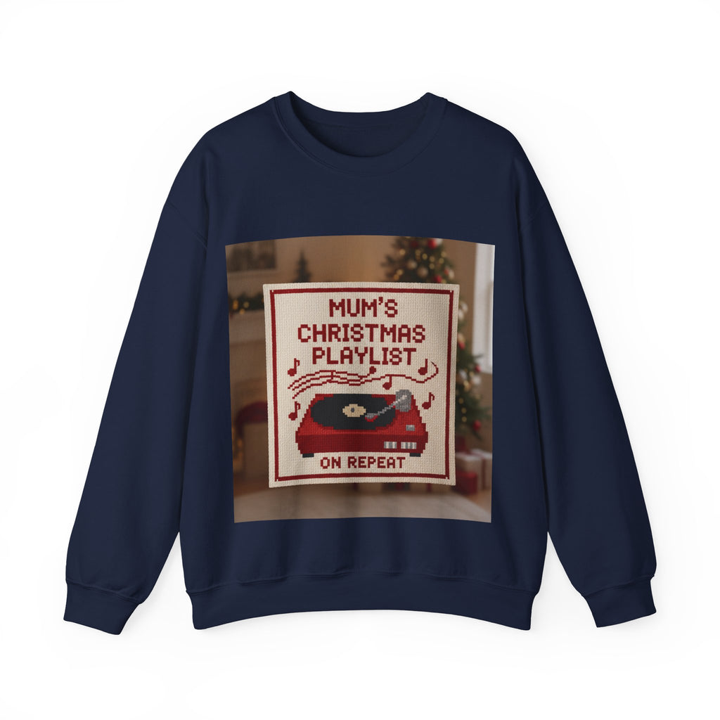 Christmas Playlist Sweatshirt — "Mum's Christmas Playlist On Repeat" Crewneck