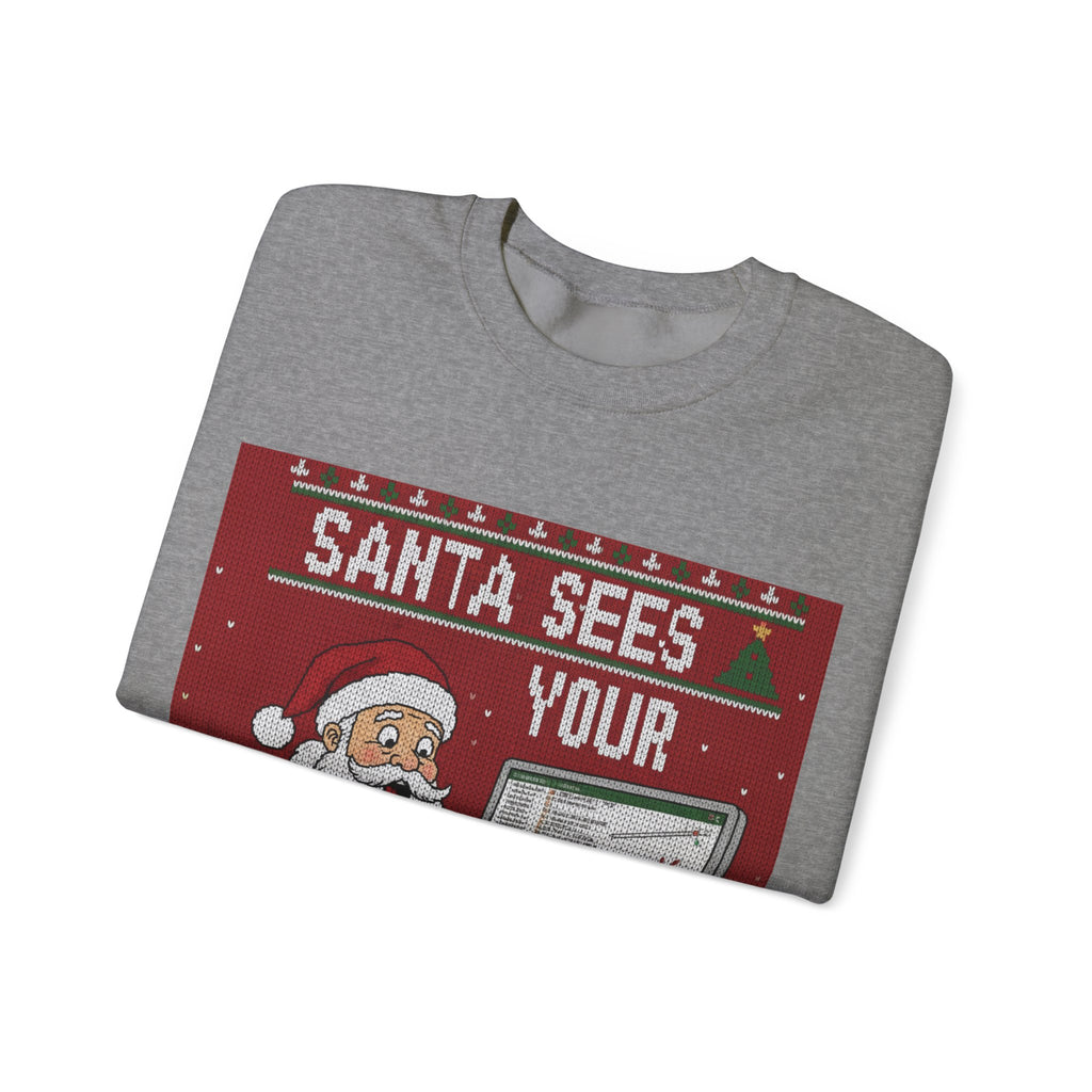 Ugly Xmas Jumper Sweatshirt — "Santa sees your search history" Christmas Crewneck