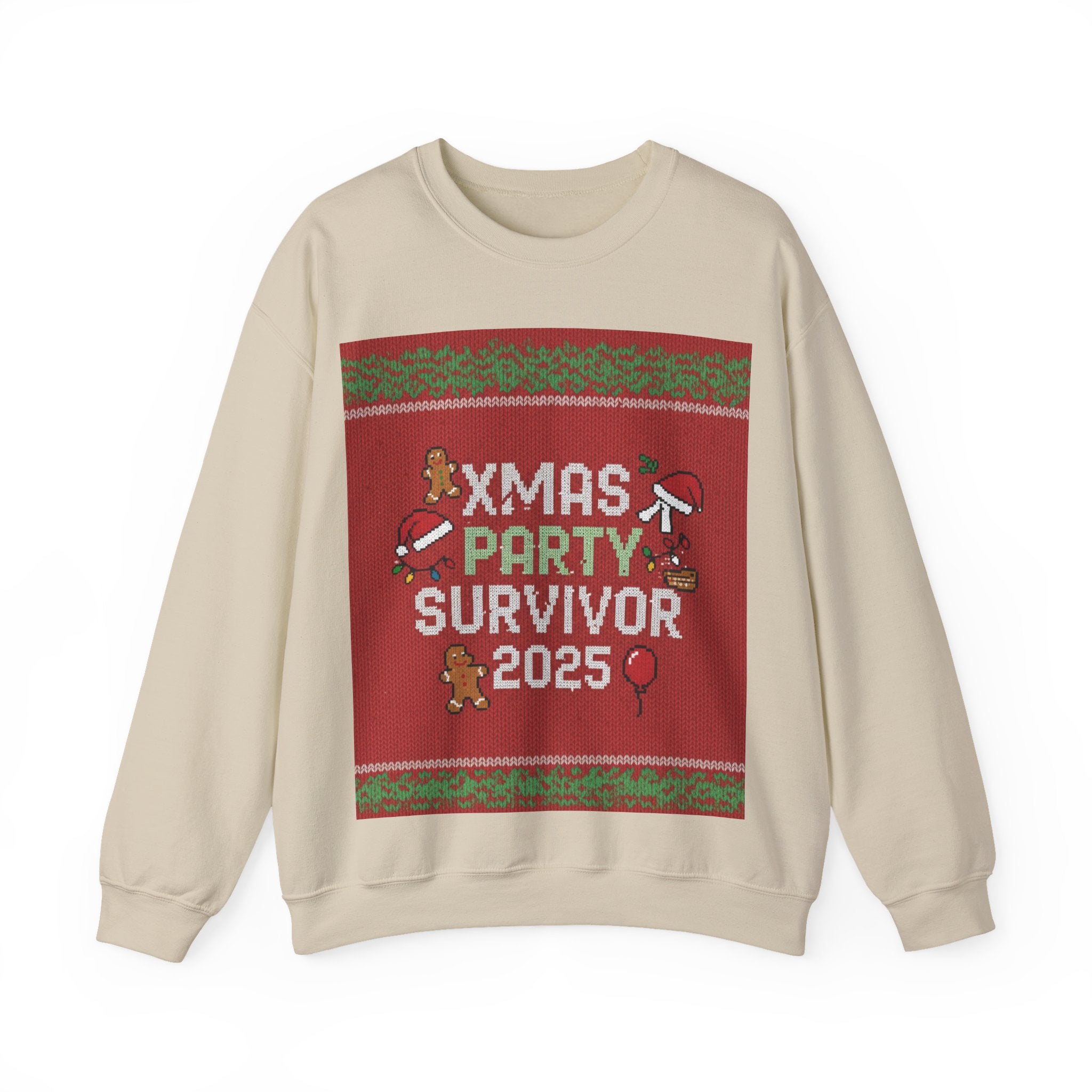 Ugly Xmas Jumper Sweatshirt — "XMAS PARTY SURVIVOR 2025" Christmas Crewneck