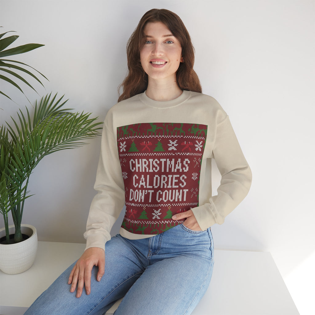 Ugly Xmas Jumper Sweatshirt — "Christmas Calories don't count" Christmas Crewneck