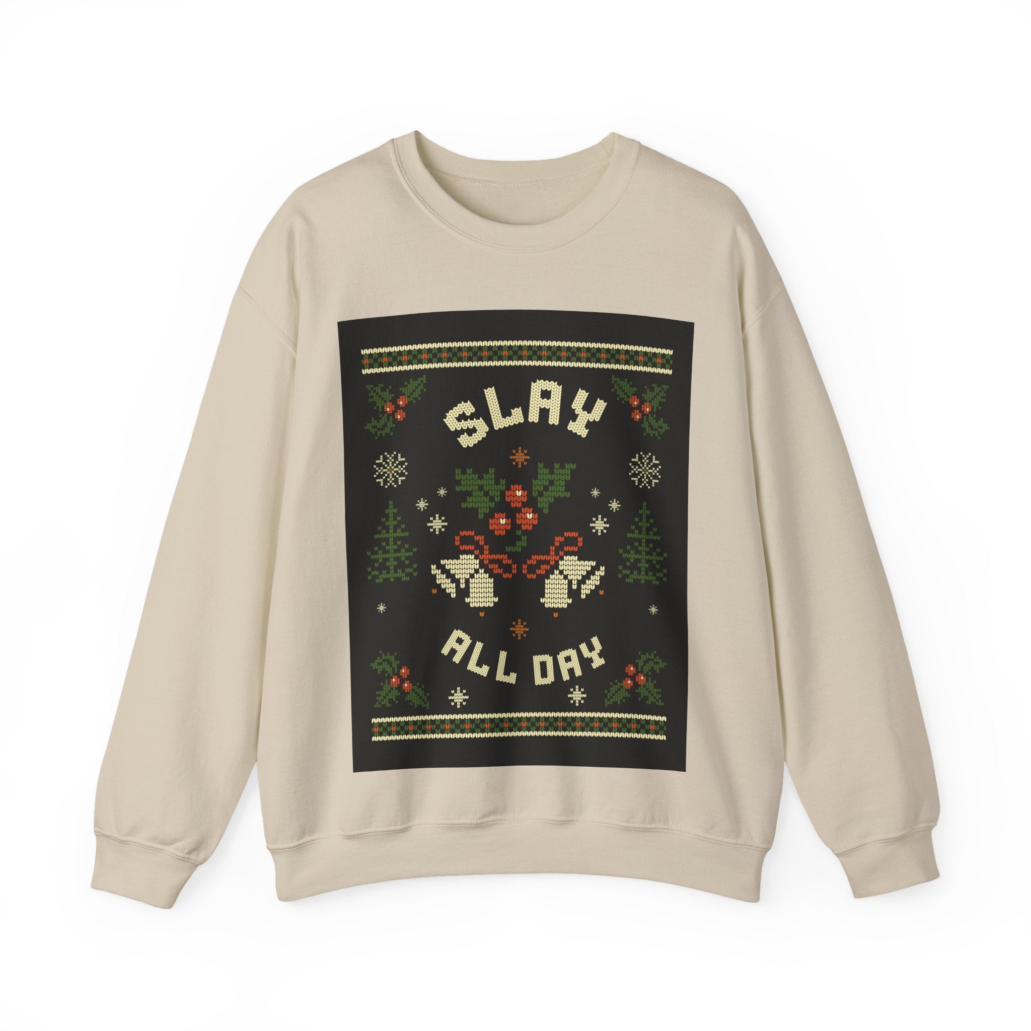 Ugly Xmas Jumper Sweatshirt — "Slay All Day" Christmas Crewneck