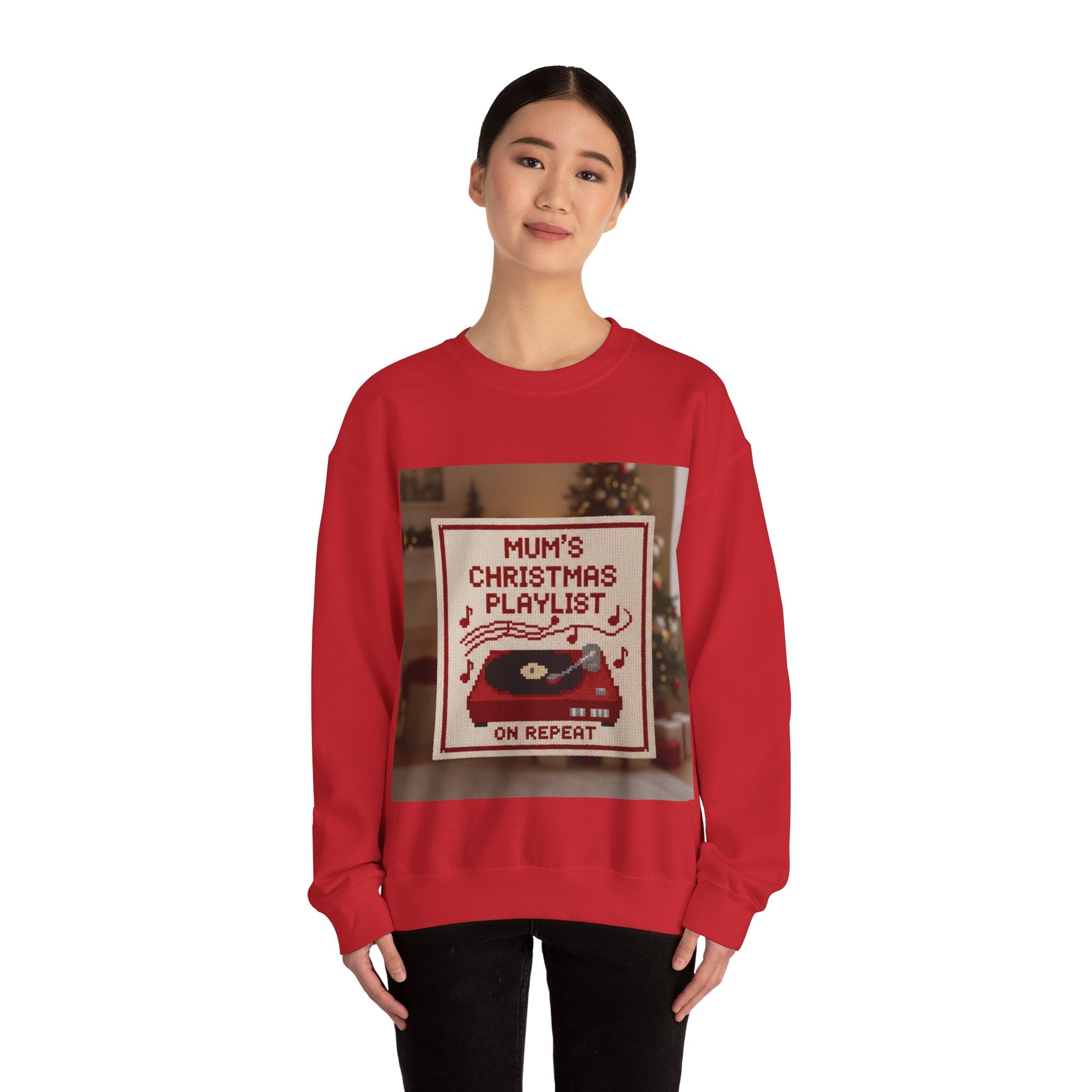 Christmas Playlist Sweatshirt — "Mum's Christmas Playlist On Repeat" Crewneck