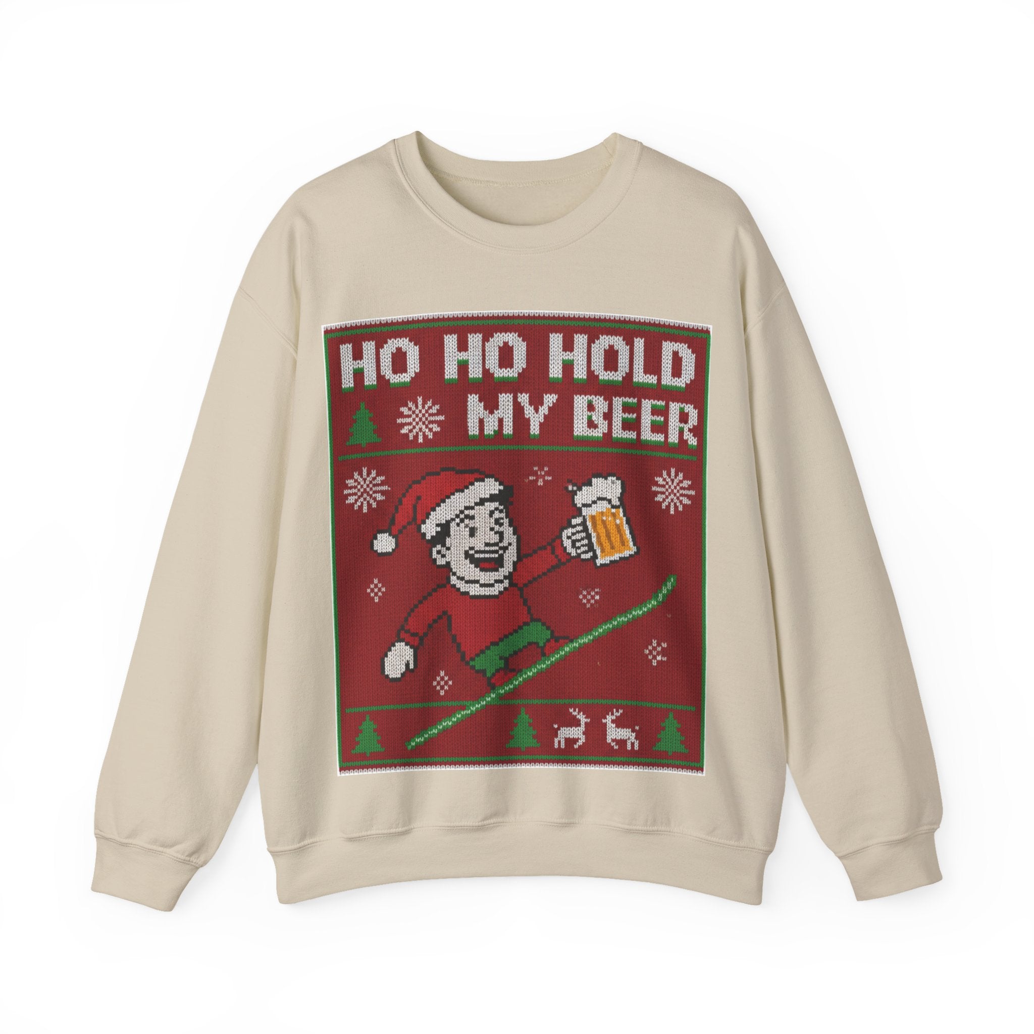 Ugly Xmas Jumper Sweatshirt — "HO HO HOLD MY BEER" Christmas Crewneck