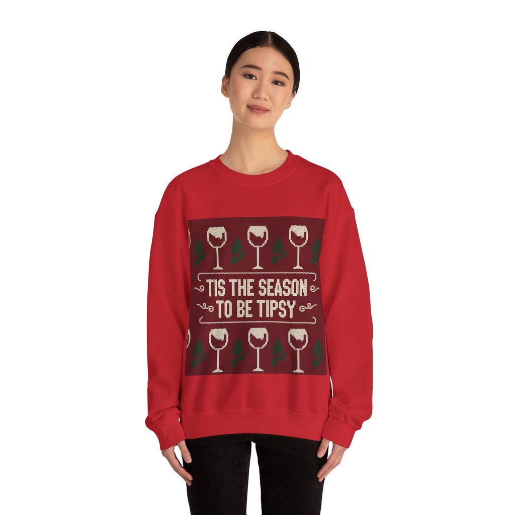 Ugly Xmas Jumper Sweatshirt — "Tis the Season to be Tipsy" Christmas Crewneck