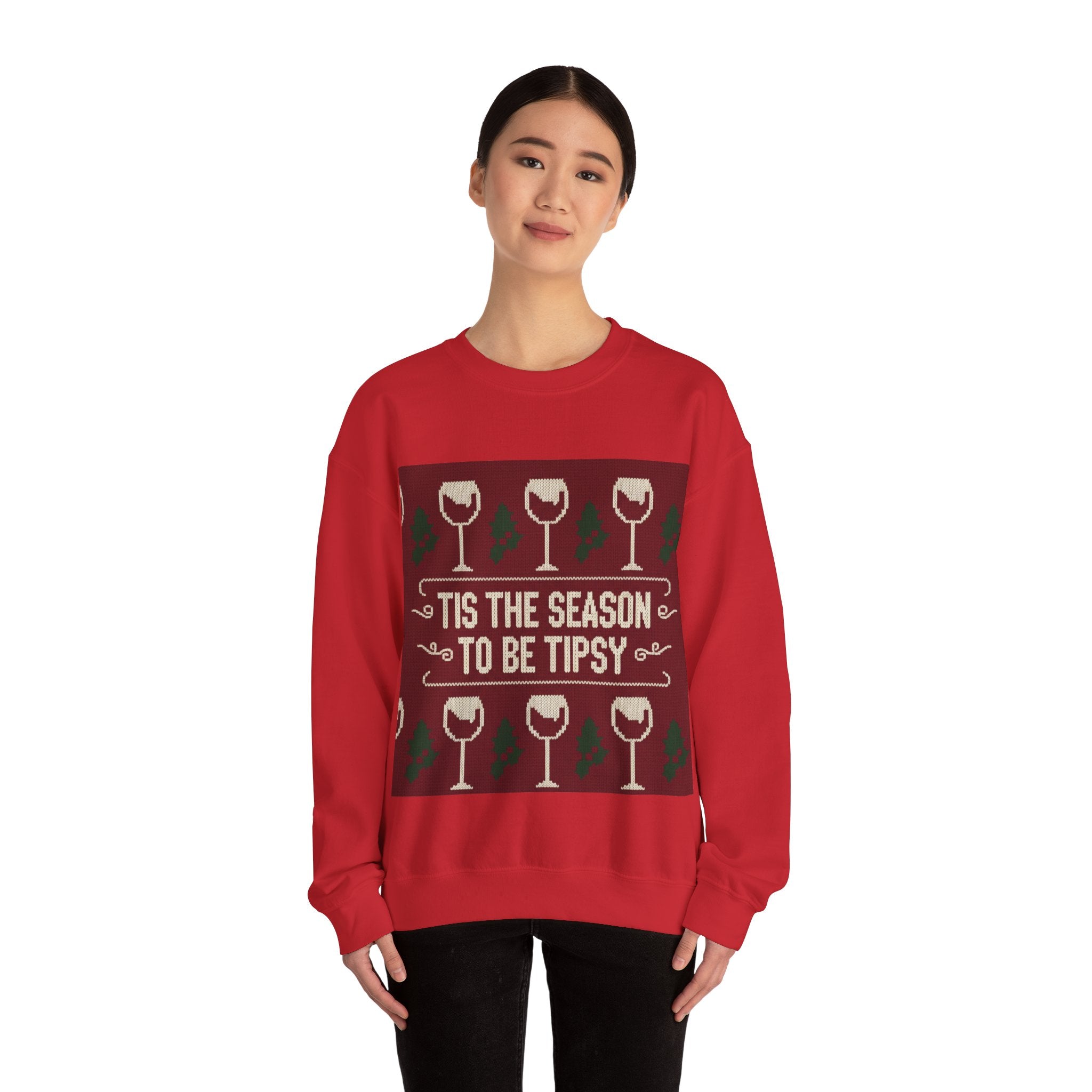 Ugly Xmas Jumper Sweatshirt — "Tis the Season to be Tipsy" Christmas Crewneck