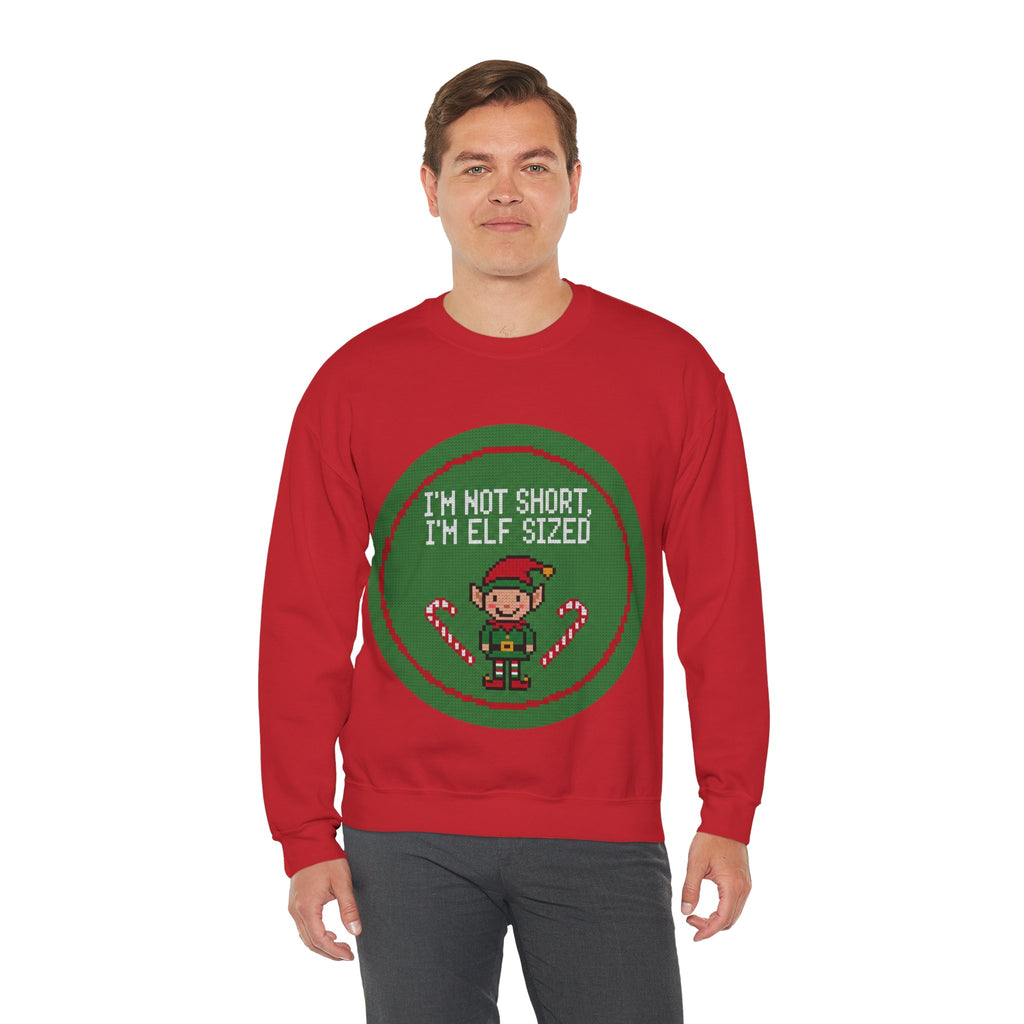 Ugly Xmas Jumper Sweatshirt — "I'm not short I'm elf sized" Christmas Crewneck