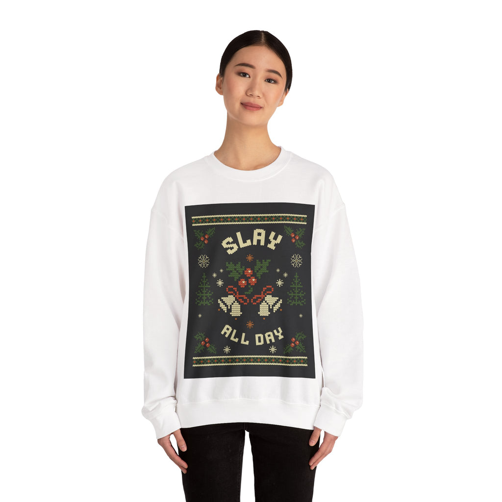 Ugly Xmas Jumper Sweatshirt — "Slay All Day" Christmas Crewneck