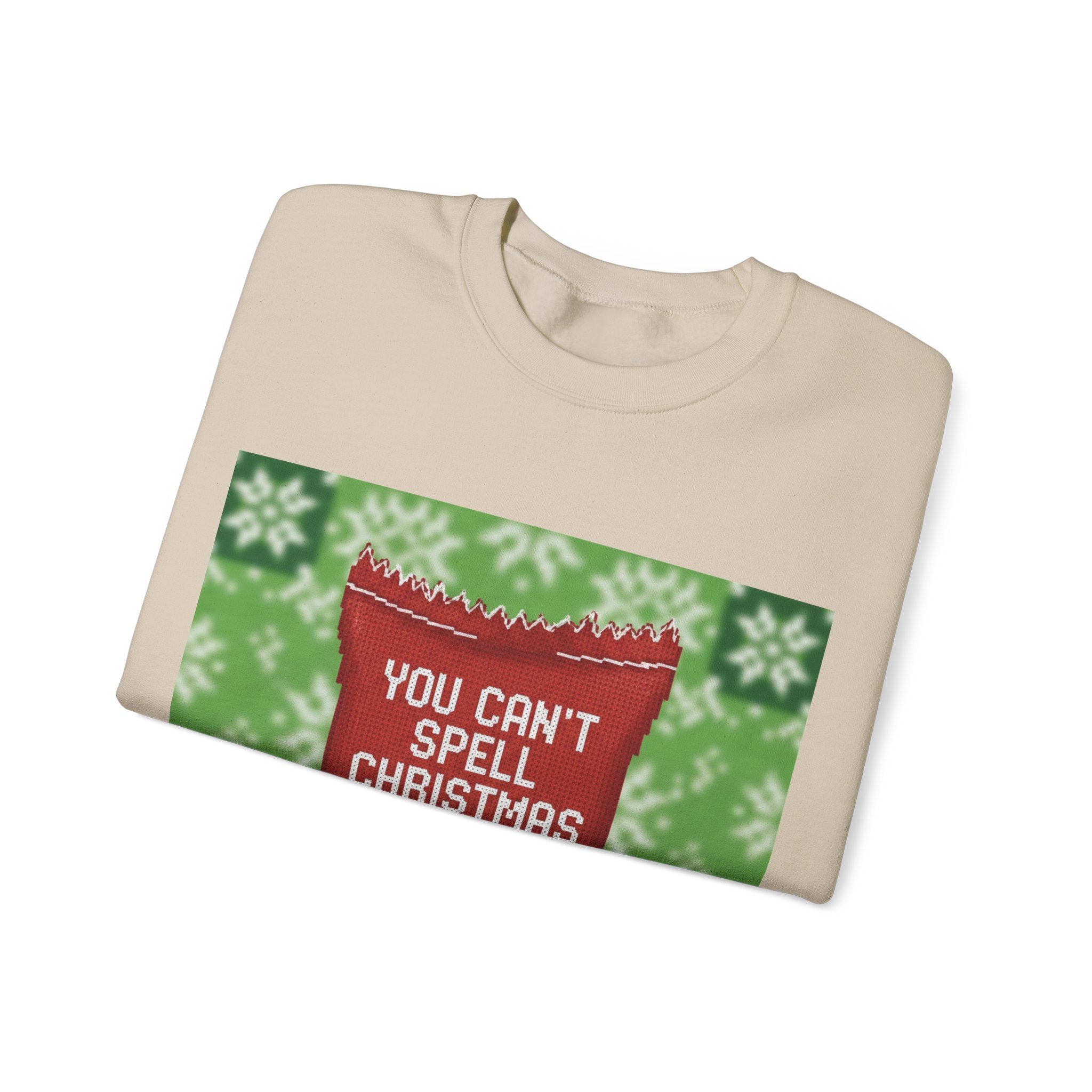 Ugly Xmas Jumper Sweatshirt — "You Can't Spell Christmas without Crisps" Christmas Crewneck