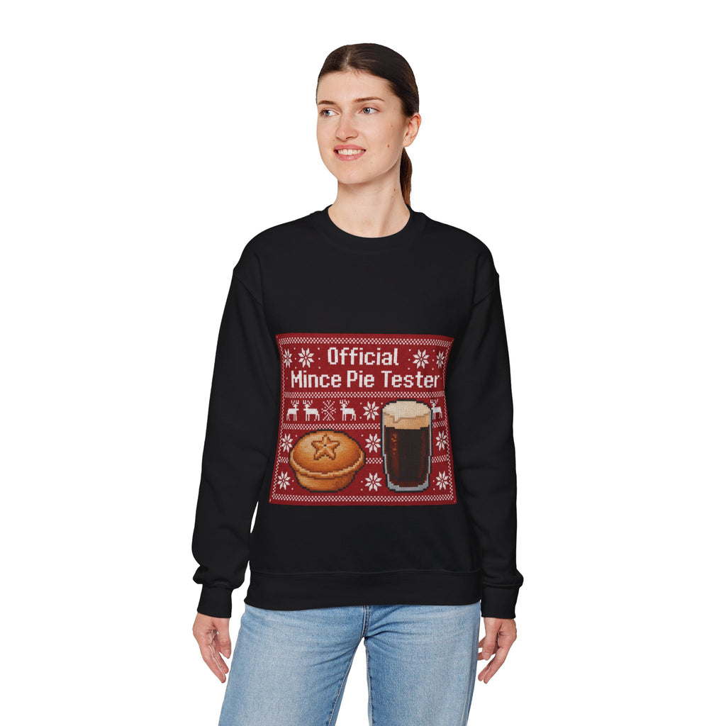 Ugly Xmas Jumper Sweatshirt — "Official Mince Pie Tester" Christmas Crewneck