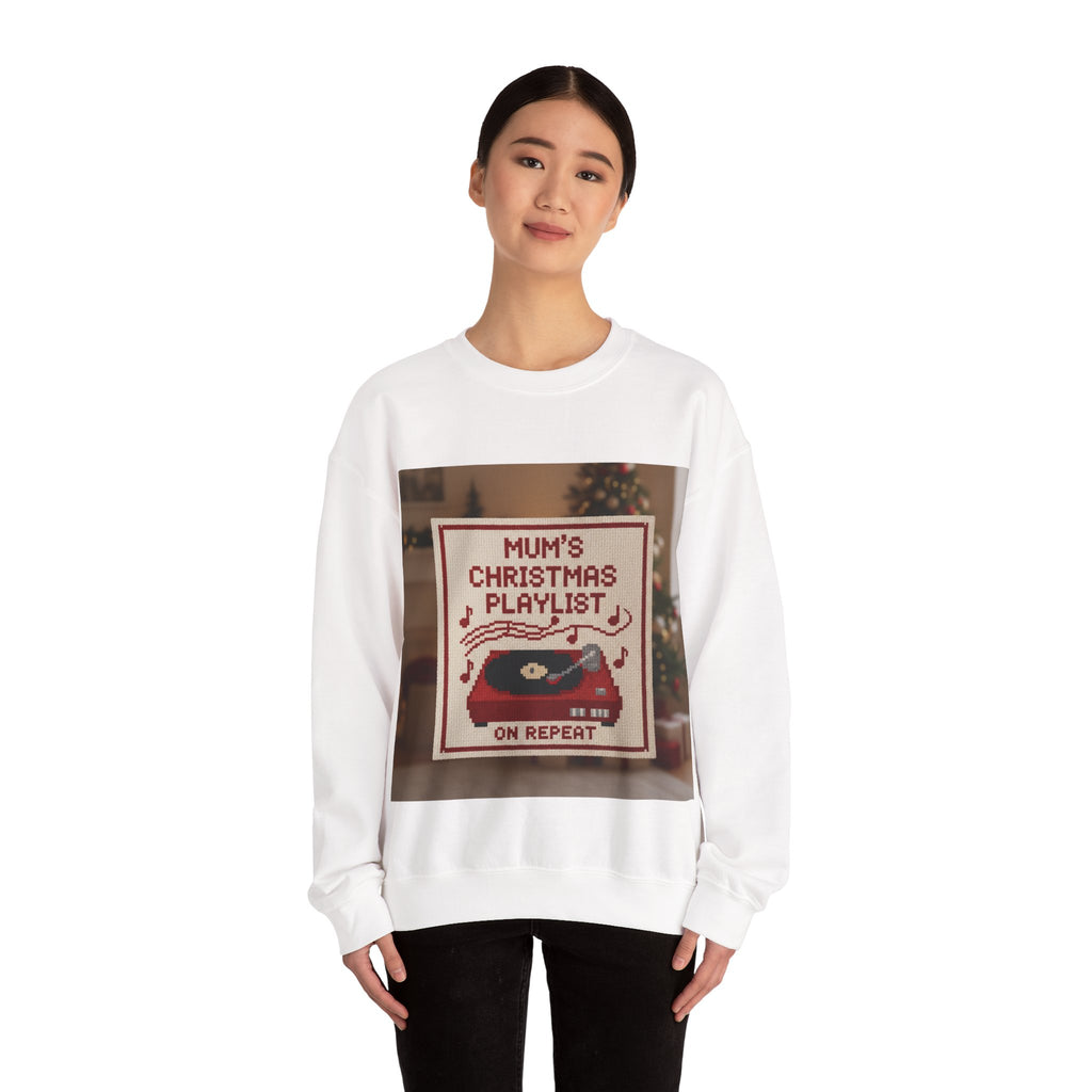 Christmas Playlist Sweatshirt — "Mum's Christmas Playlist On Repeat" Crewneck