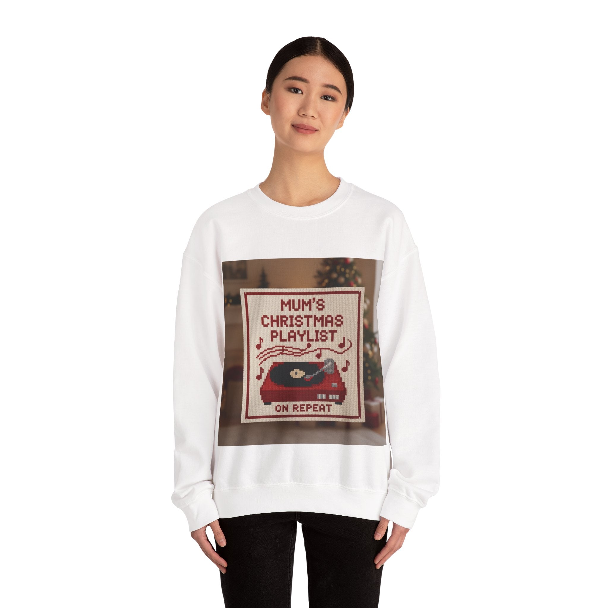 Christmas Playlist Sweatshirt — "Mum's Christmas Playlist On Repeat" Crewneck