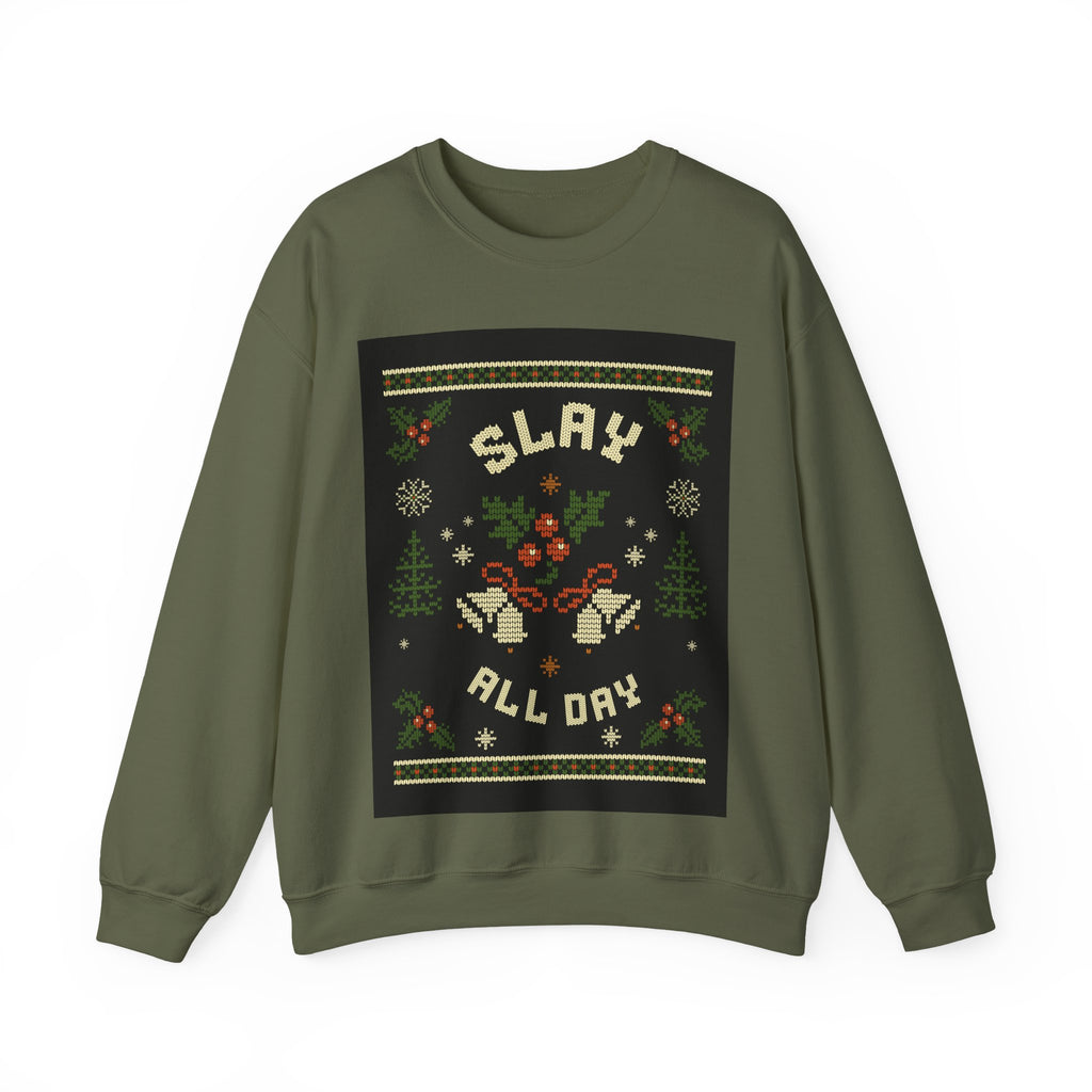 Ugly Xmas Jumper Sweatshirt — "Slay All Day" Christmas Crewneck