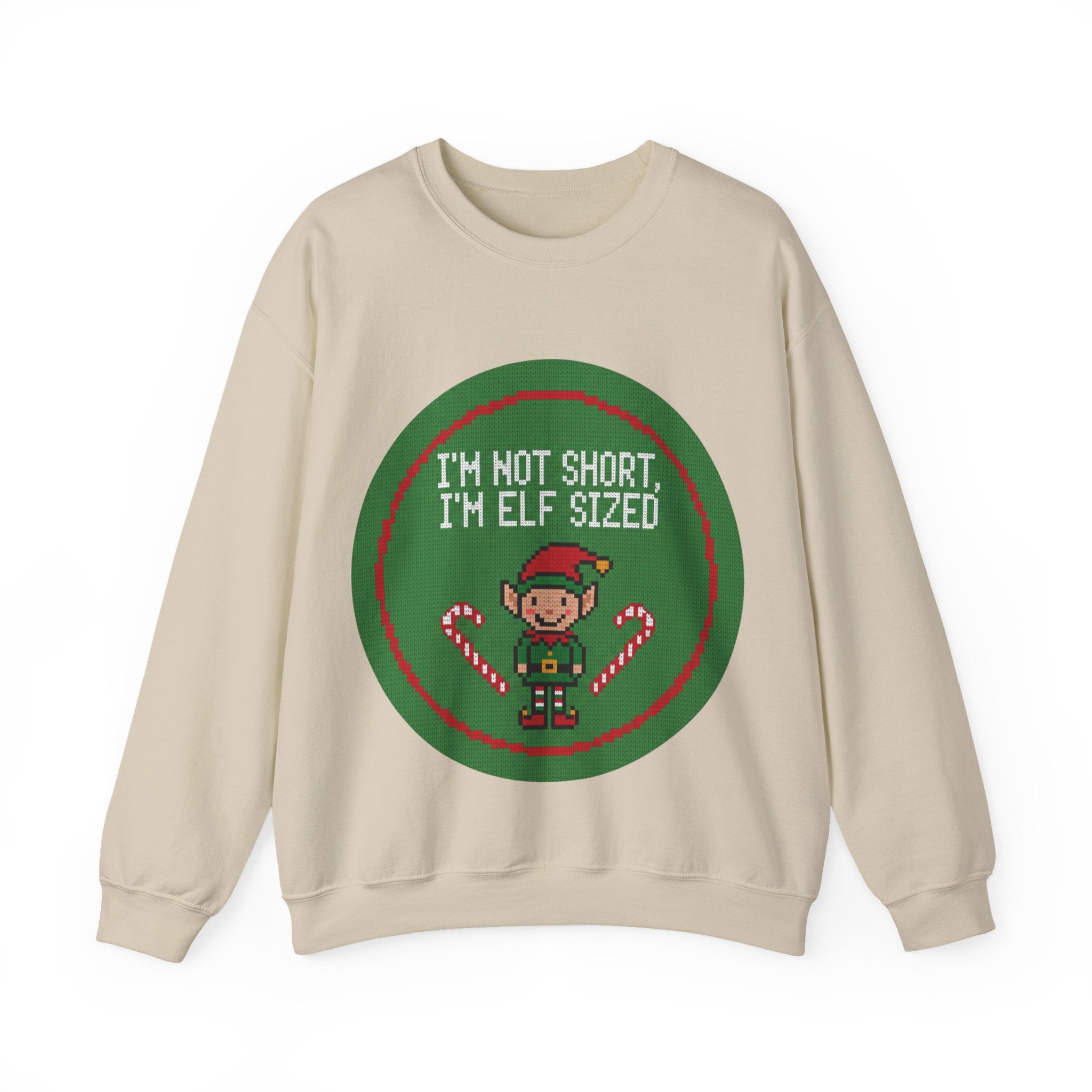 Ugly Xmas Jumper Sweatshirt — "I'm not short I'm elf sized" Christmas Crewneck