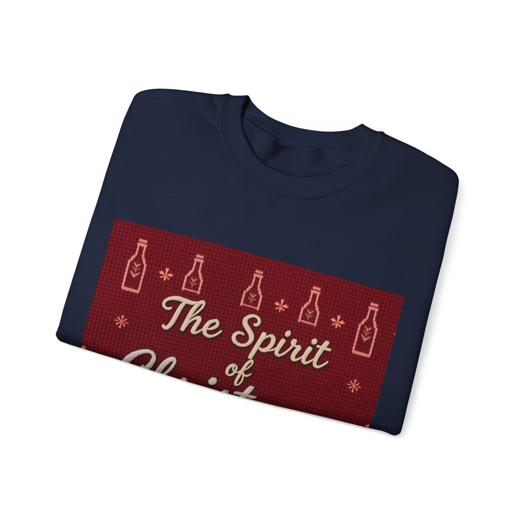 Ugly Xmas Jumper Sweatshirt — "The Spirit of Christmas lives in the bottle" Christmas Crewneck