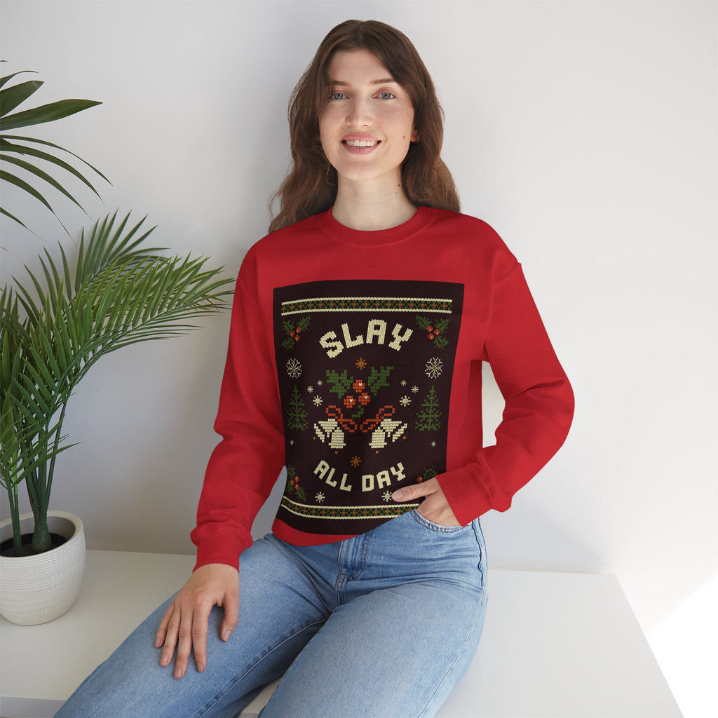 Ugly Xmas Jumper Sweatshirt — "Slay All Day" Christmas Crewneck