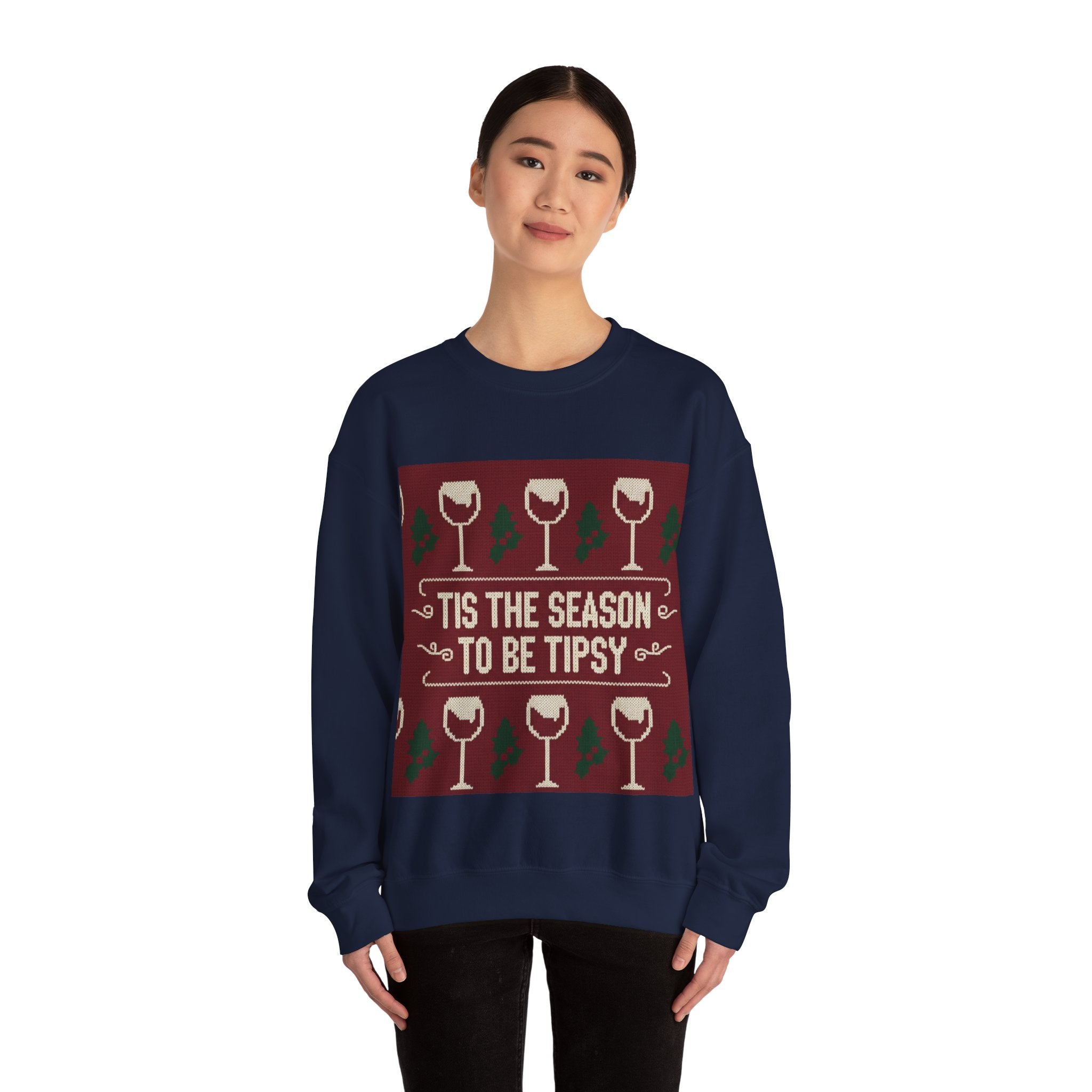 Ugly Xmas Jumper Sweatshirt — "Tis the Season to be Tipsy" Christmas Crewneck