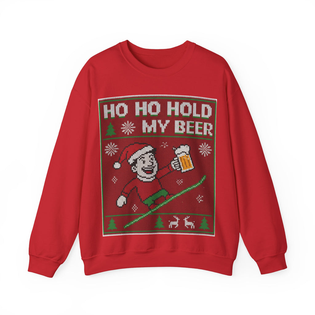 Ugly Xmas Jumper Sweatshirt — "HO HO HOLD MY BEER" Christmas Crewneck