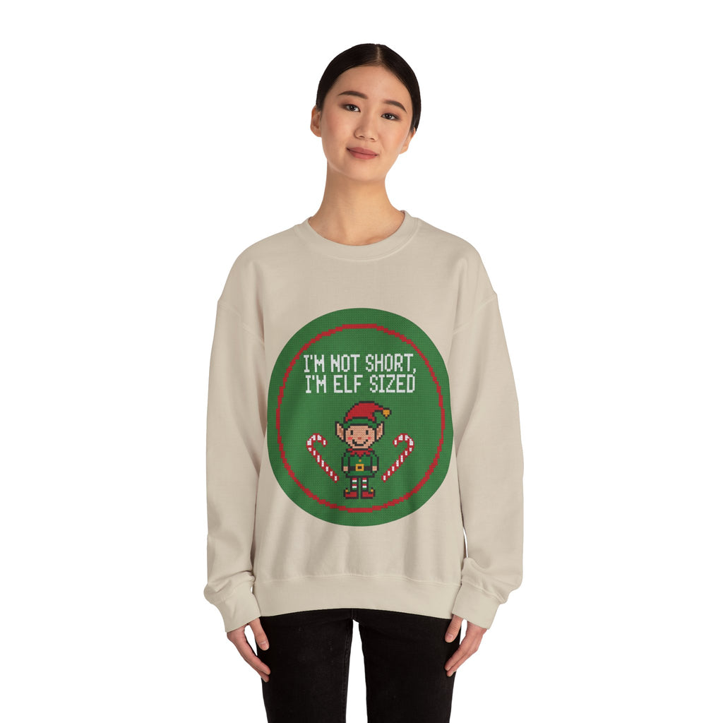 Ugly Xmas Jumper Sweatshirt — "I'm not short I'm elf sized" Christmas Crewneck