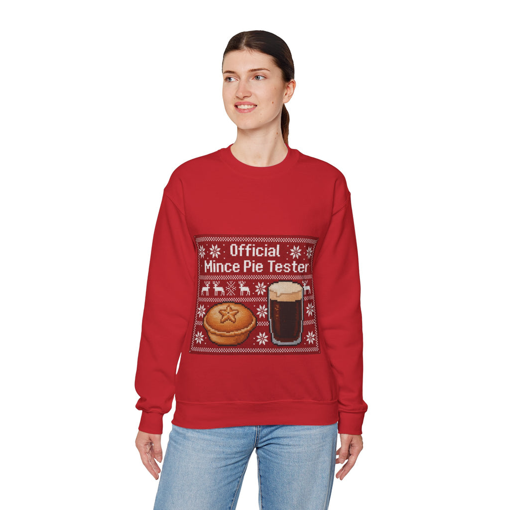 Ugly Xmas Jumper Sweatshirt — "Official Mince Pie Tester" Christmas Crewneck