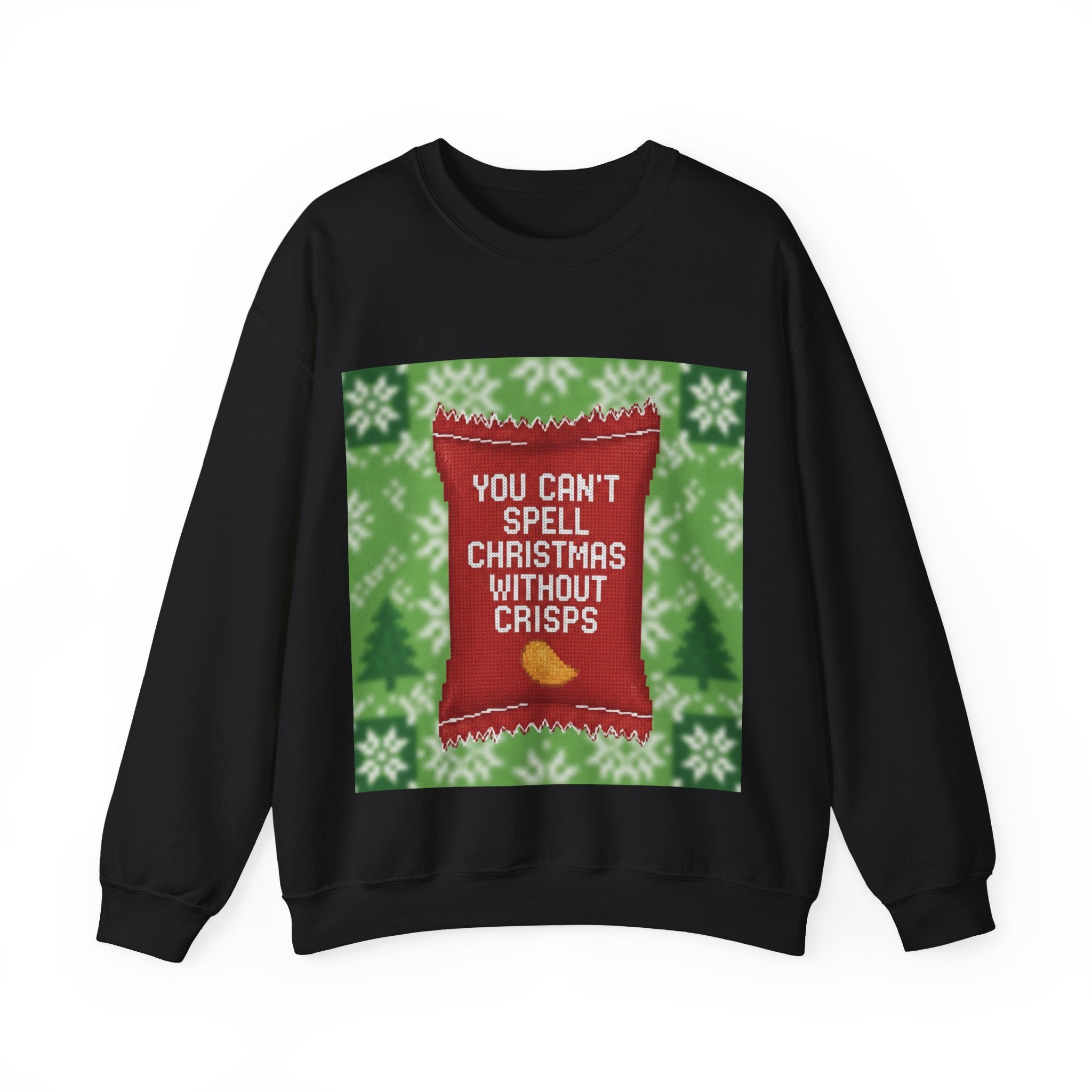 Ugly Xmas Jumper Sweatshirt — "You Can't Spell Christmas without Crisps" Christmas Crewneck