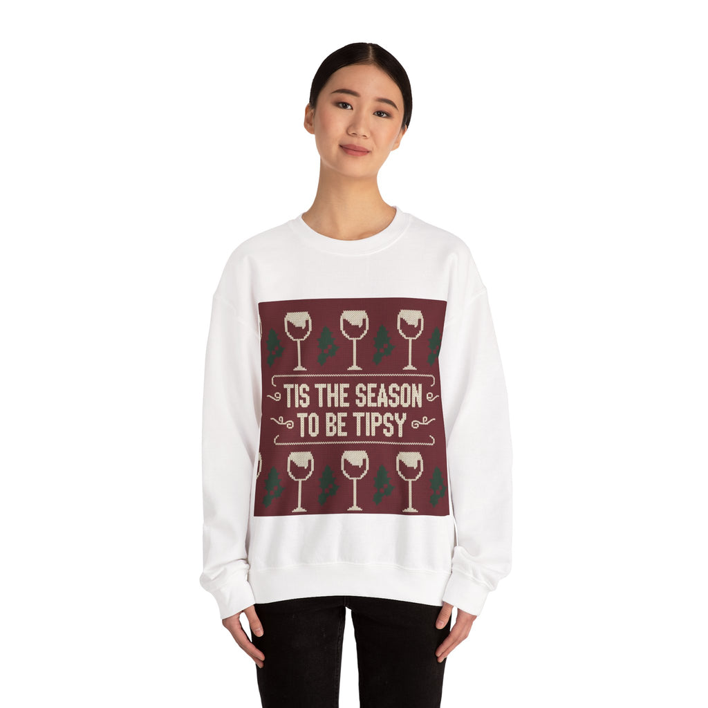 Ugly Xmas Jumper Sweatshirt — "Tis the Season to be Tipsy" Christmas Crewneck