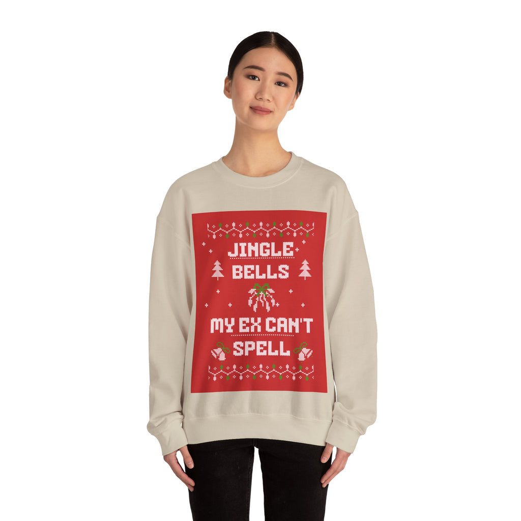 Ugly Xmas Jumper Sweatshirt — "Jingle Bells My Ex Can't Spell" Christmas Crewneck