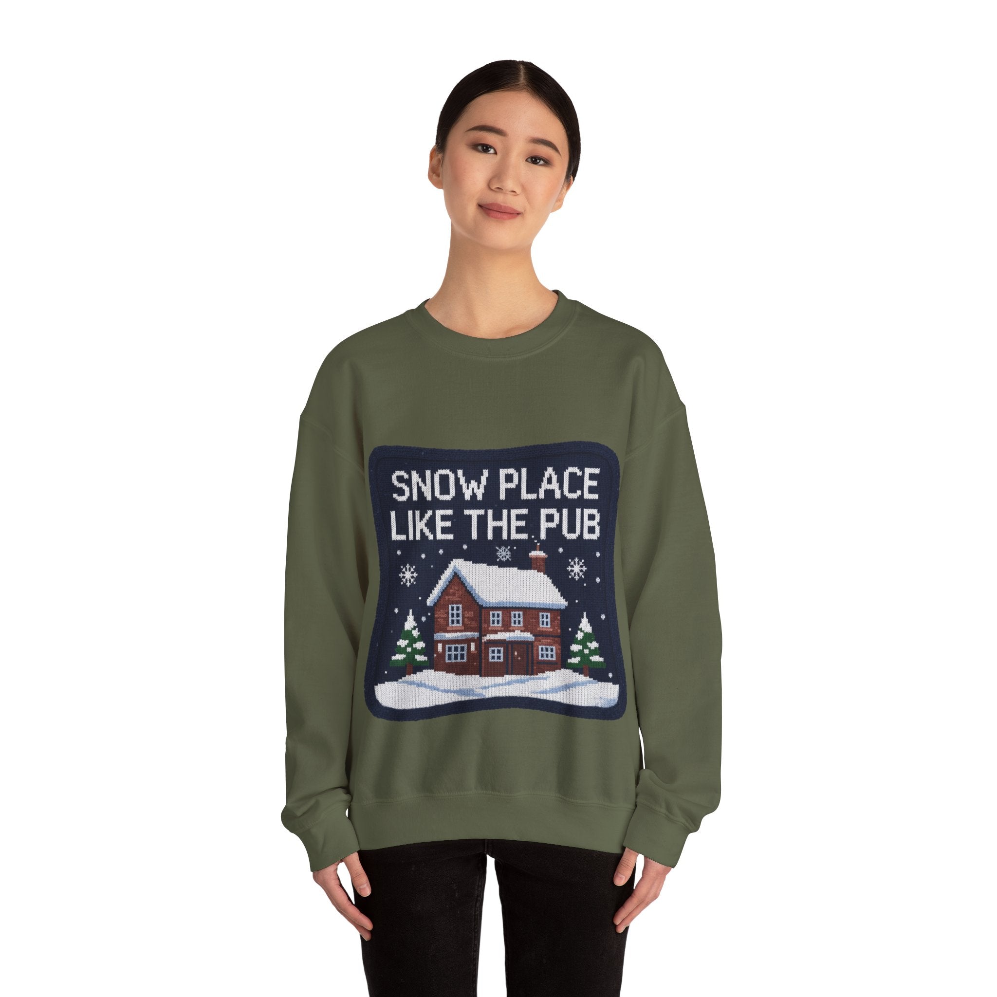 Ugly Xmas Jumper Sweatshirt — "Snow place like the pub" Christmas Crewneck