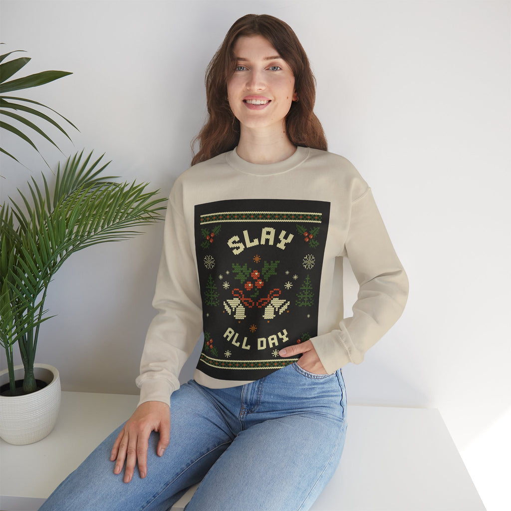 Ugly Xmas Jumper Sweatshirt — "Slay All Day" Christmas Crewneck