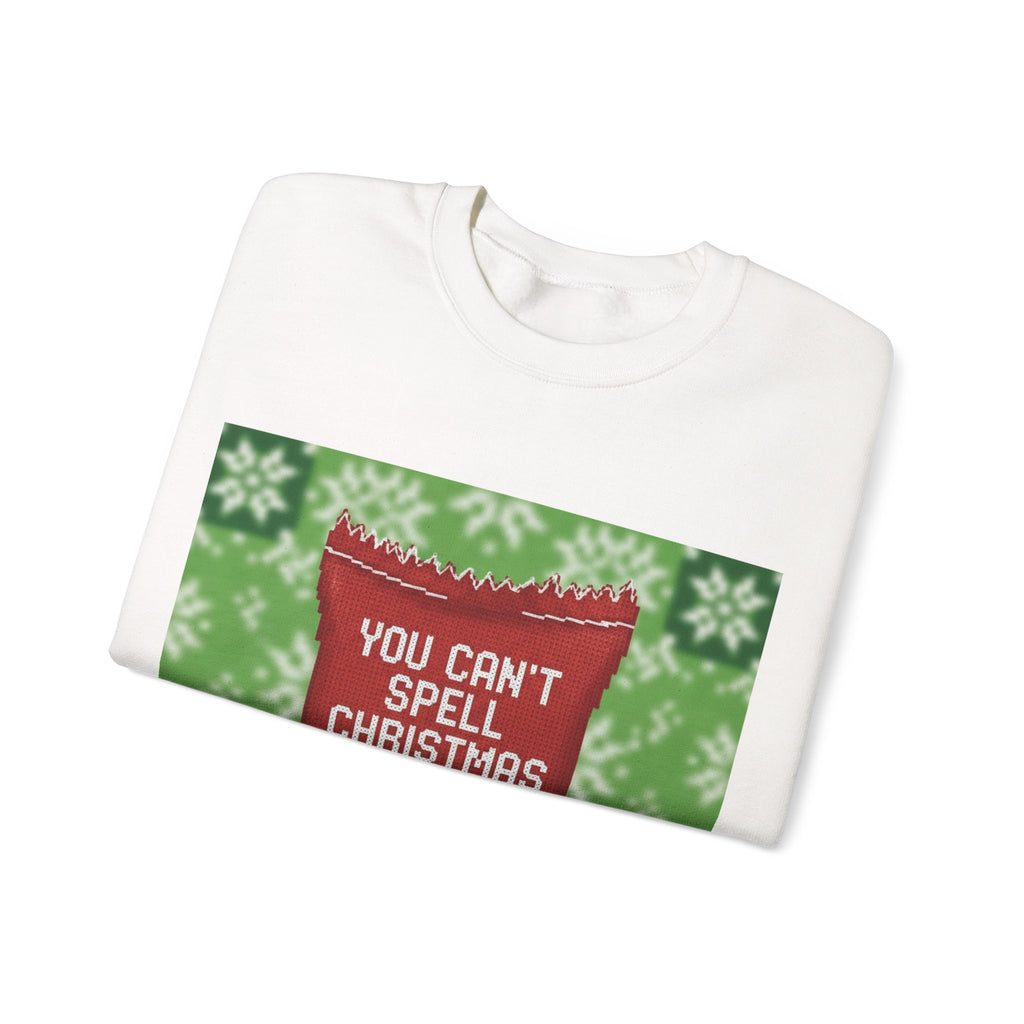 Ugly Xmas Jumper Sweatshirt — "You Can't Spell Christmas without Crisps" Christmas Crewneck