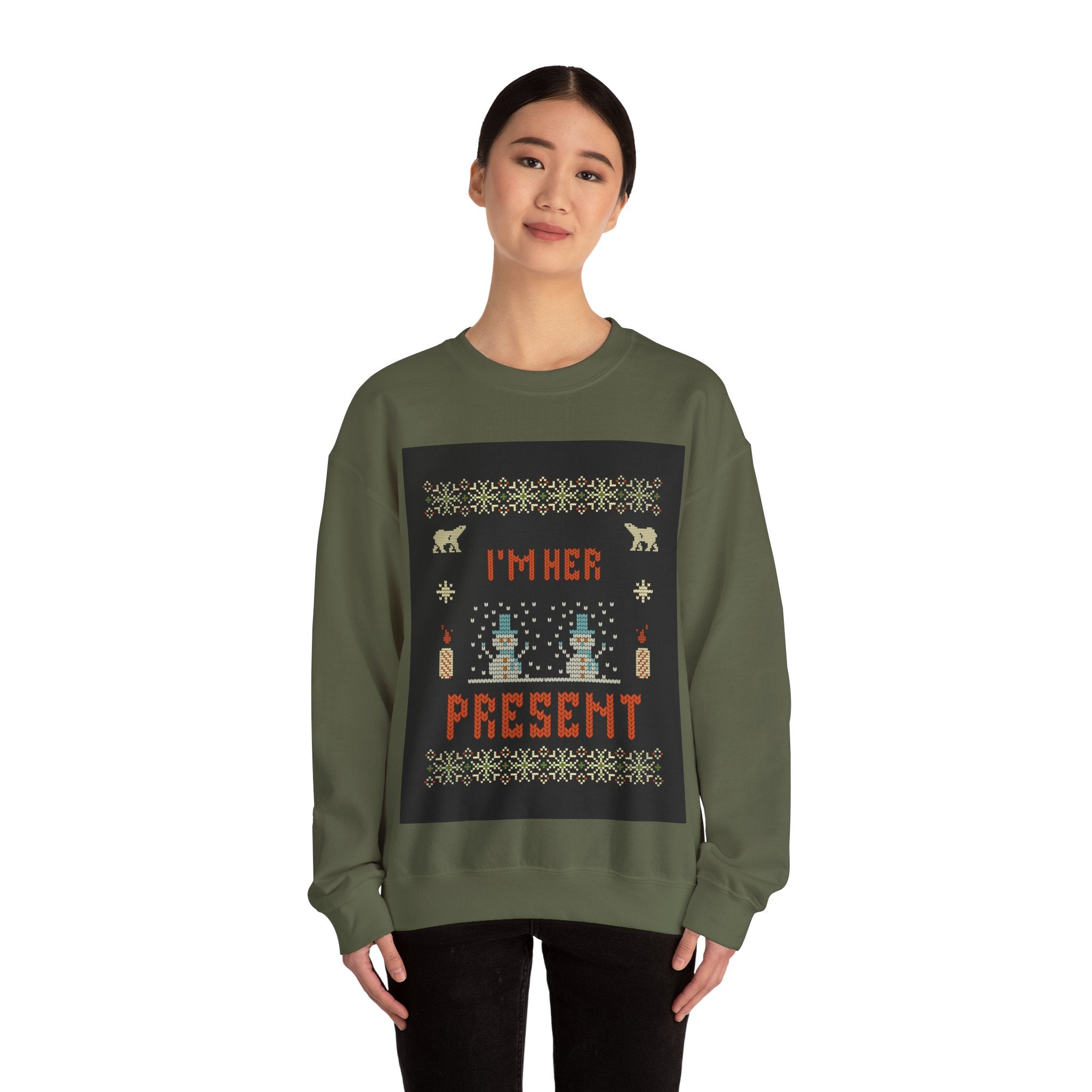 Ugly Xmas Jumper Sweatshirt — "I'm Her Present" Christmas Crewneck